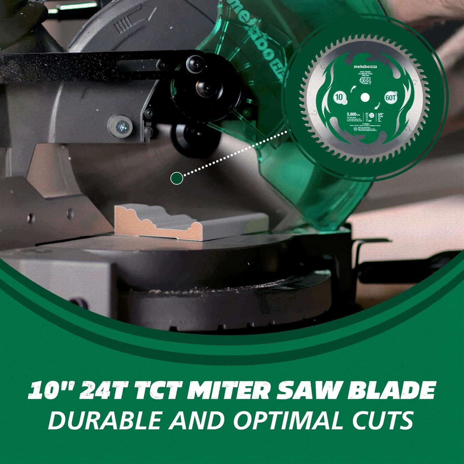 Bundle of Metabo HPT Compound Miter Saw, 10" Miter Saw with Large Table Saw for woodworking, C10FCGS + Metabo HPT 25 Ft Tape Measure, 17-Ft Reach & 14-Ft Standout, 115925M