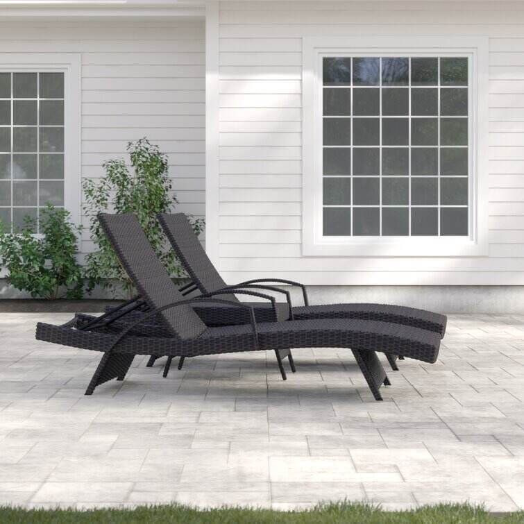All Weather Wicker Chaise Lounge Set with Table