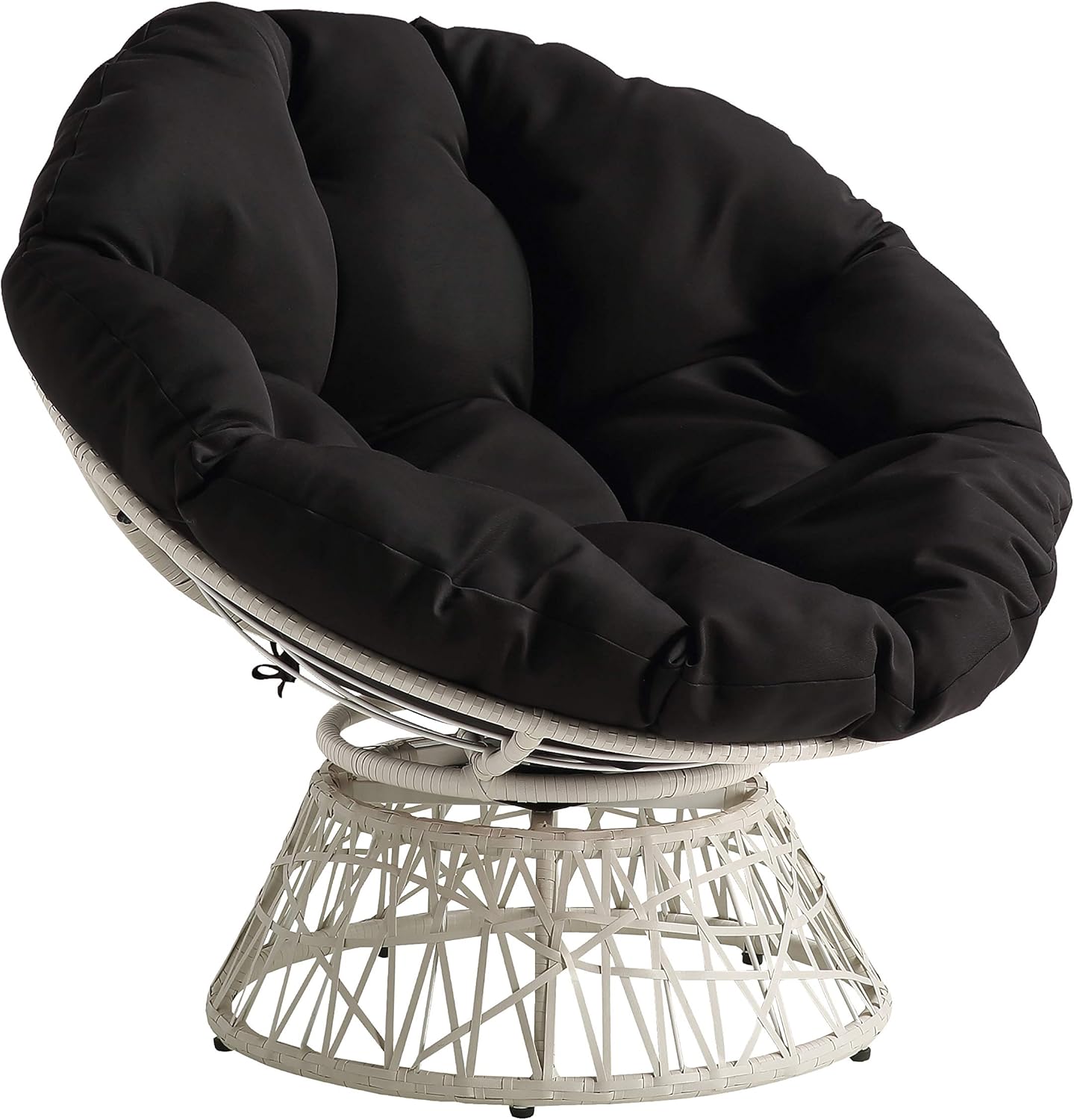OSP Home Furnishings Wicker Papasan Chair with 360-Degree Swivel, Brown Frame with Brown Cushion