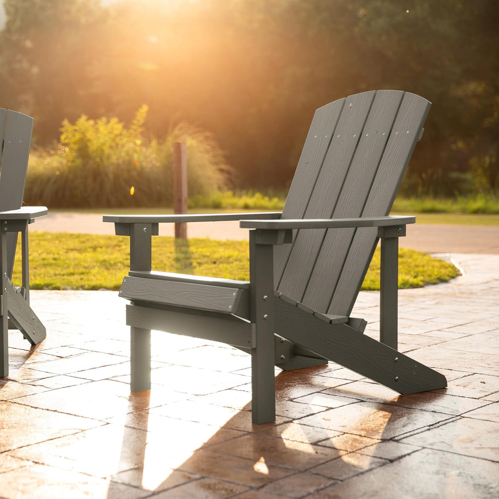 Flash Furniture Charlestown Commercial Grade Indoor/Outdoor Adirondack Chair, Weather Resistant Durable Poly Resin Deck and Patio Seating, Green
