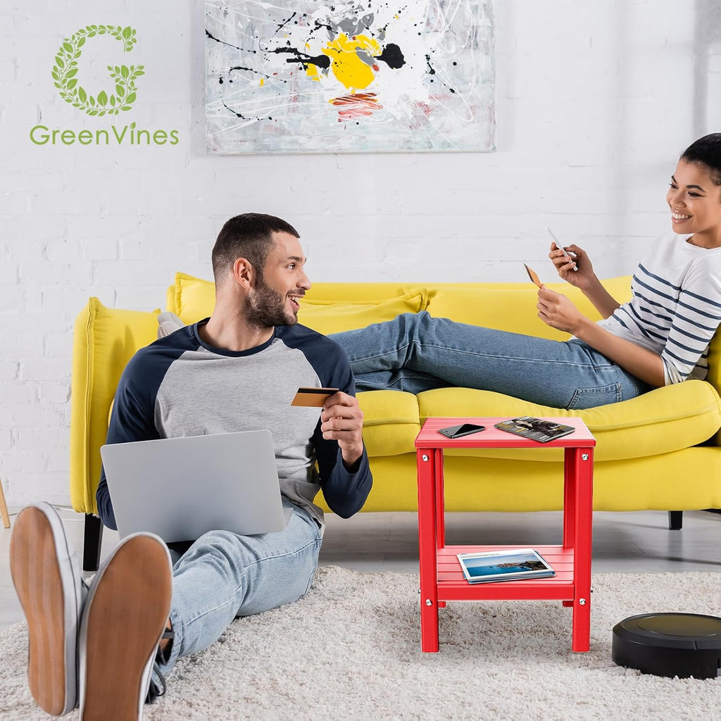 GREENVINES Outdoor Rocking Chairs | Set of 2 | Porch Rocker | HDPE Plastic | Black | Oversized Rockers | High Back | Big & Tall | Ladder Back | for Patio Outside Backyard Balcony Garden