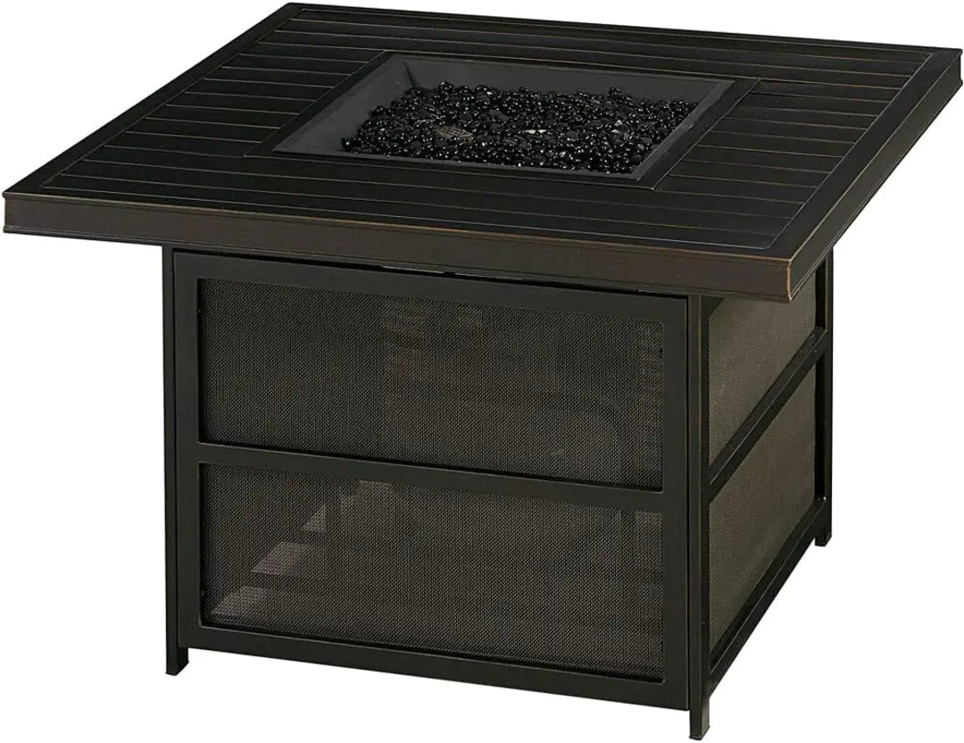 2025 New Hanover Orleans 5-Piece Steel Patio Fire Pit Conversation Set with Cushions, Swivel Gliders and Square Fire Pit Table
