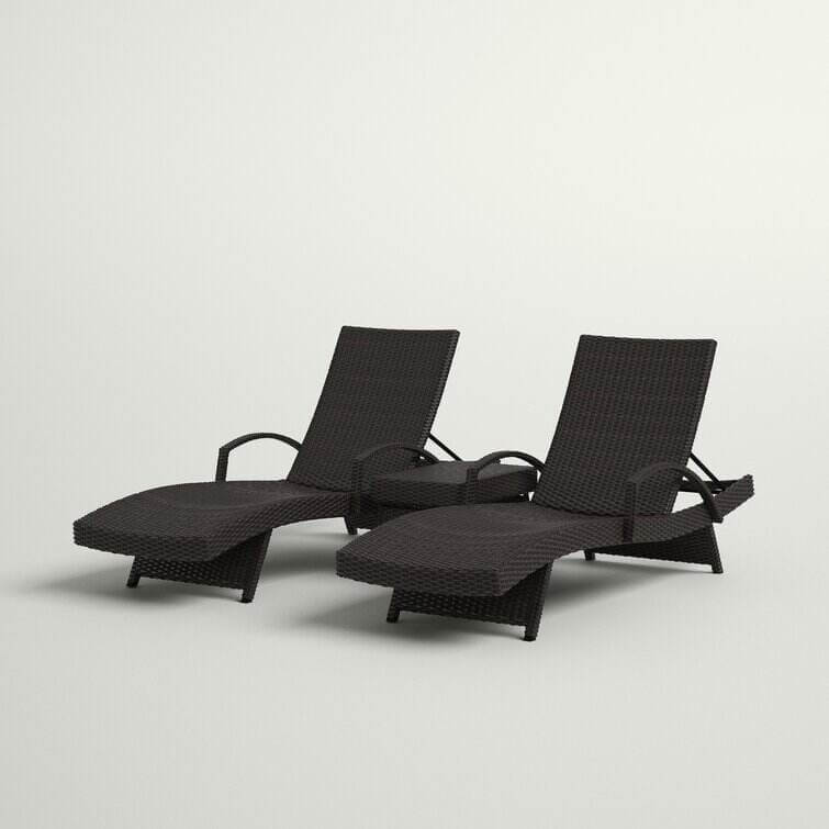 All Weather Wicker Chaise Lounge Set with Table