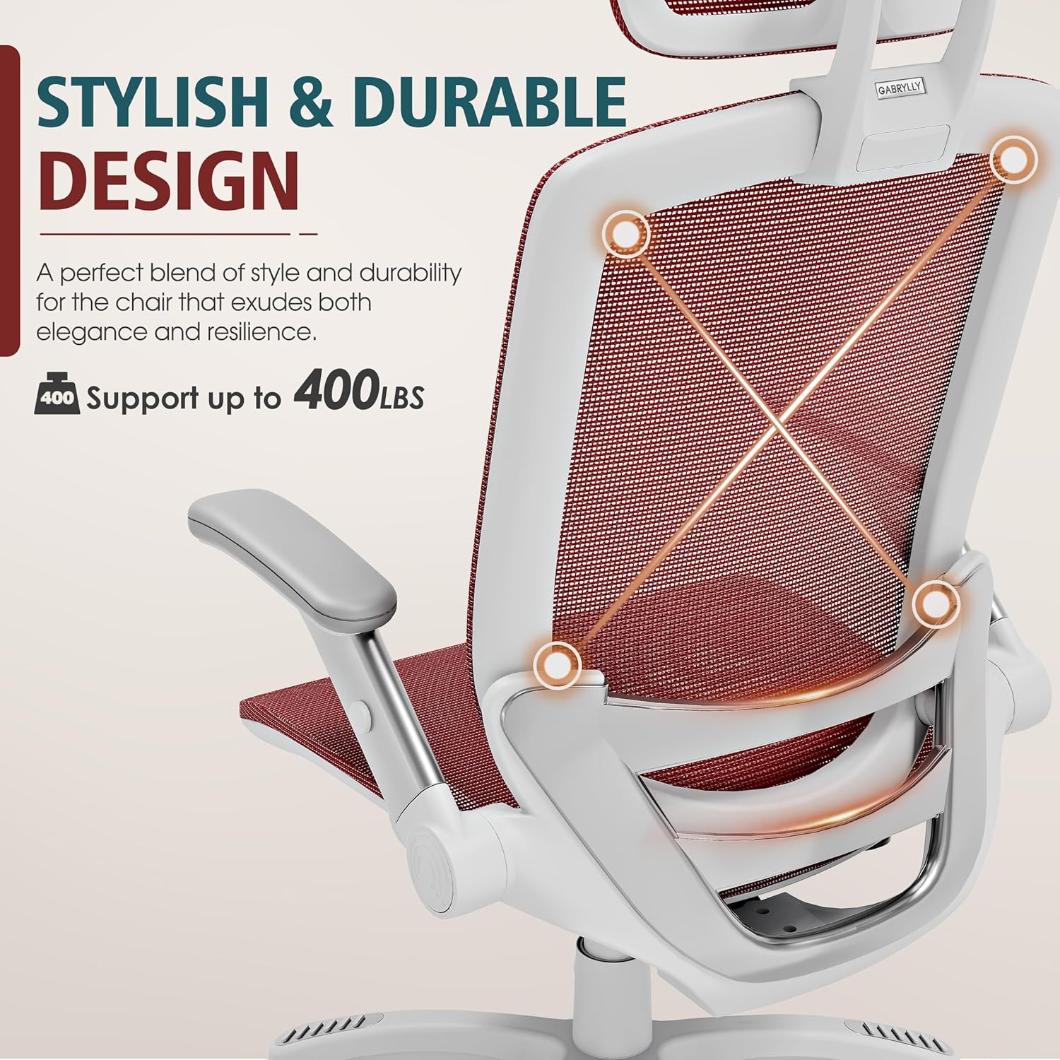 GABRYLLY Ergonomic Office Chair, High Back Home Desk Chair with Headrest, Flip-Up Arms, 90-120° Tilt Lock and Wide Cushion, Big and Tall Mesh Chairs for Man Woman, Grey Task Chair
