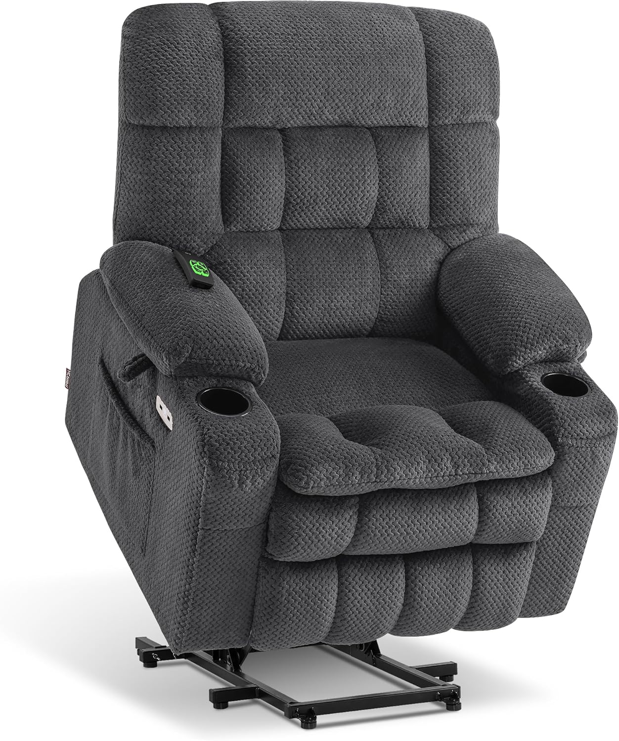 MCombo Dual Motor Power Lift Recliner Chair with Massage and Heat for Elderly People, Infinite Position, USB Ports, Cup Holders, Fabric 7890 (Medium, Yale Blue)