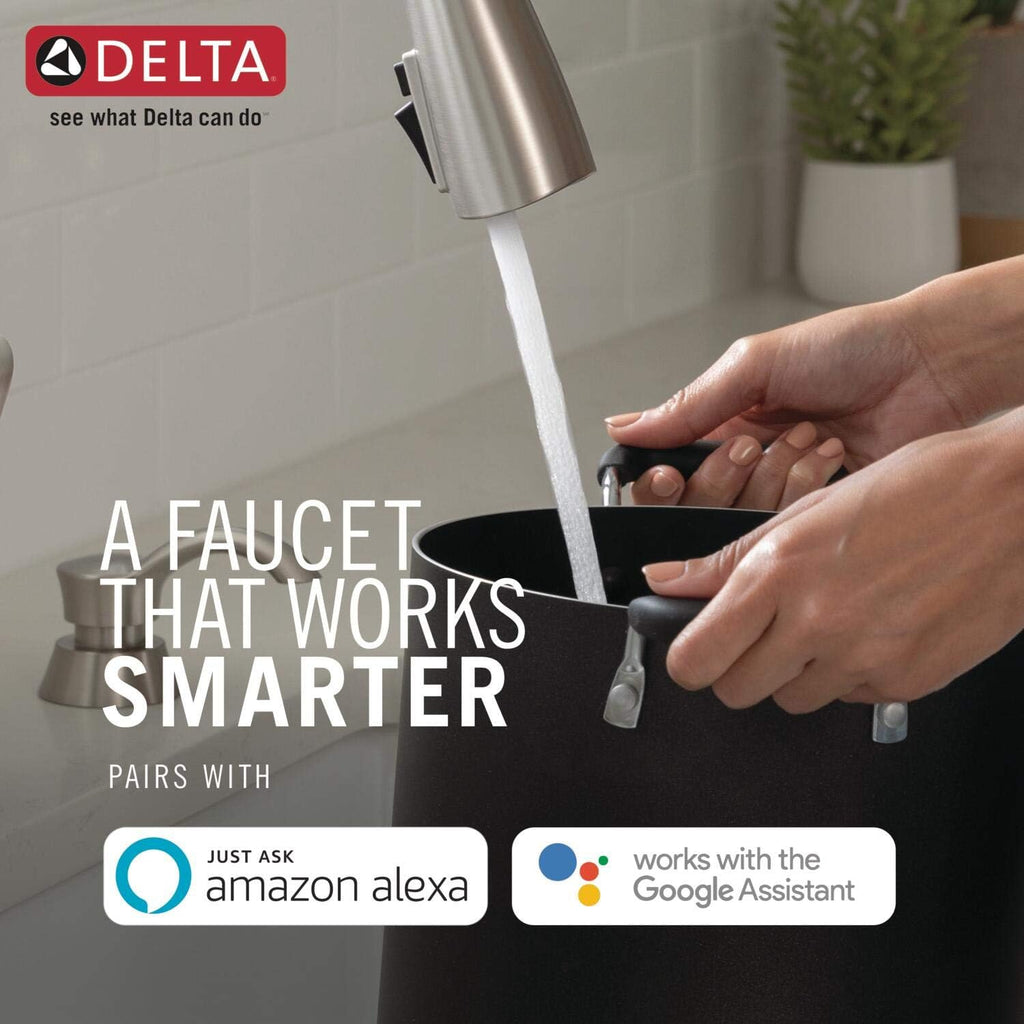 Delta Essa Touchless Kitchen Faucet with Touch Technology, Brushed Nickel Kitchen Sink Faucet with Pull Down Sprayer, Single Hole, Arctic Stainless 9113TL-AR-DST