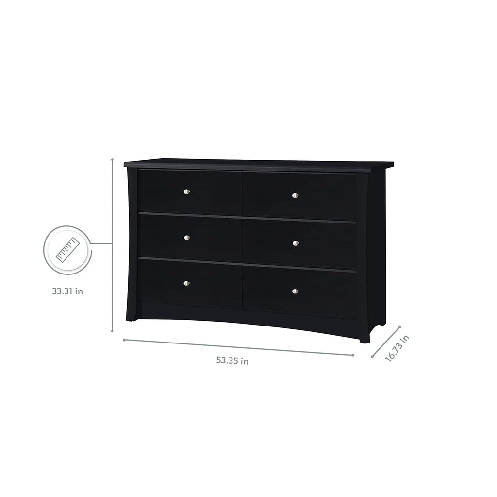 Storkcraft Crescent 6 Drawer Double Dresser (Pebble Gray) – GREENGUARD Gold Certified, For Nursery, Dresser, Kids Nursery Organizer, Chest of Drawers
