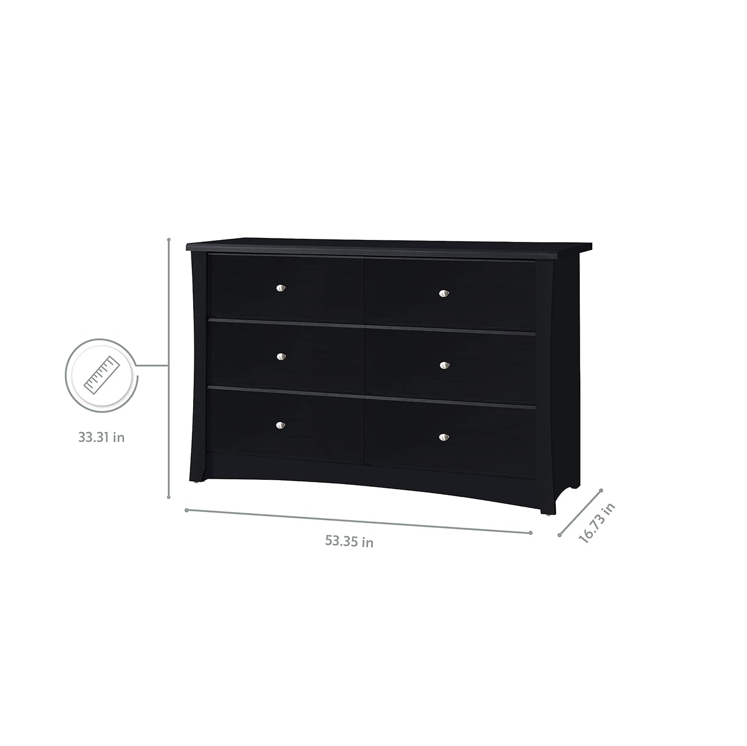 Storkcraft Crescent 6 Drawer Double Dresser (Pebble Gray) – GREENGUARD Gold Certified, For Nursery, Dresser, Kids Nursery Organizer, Chest of Drawers