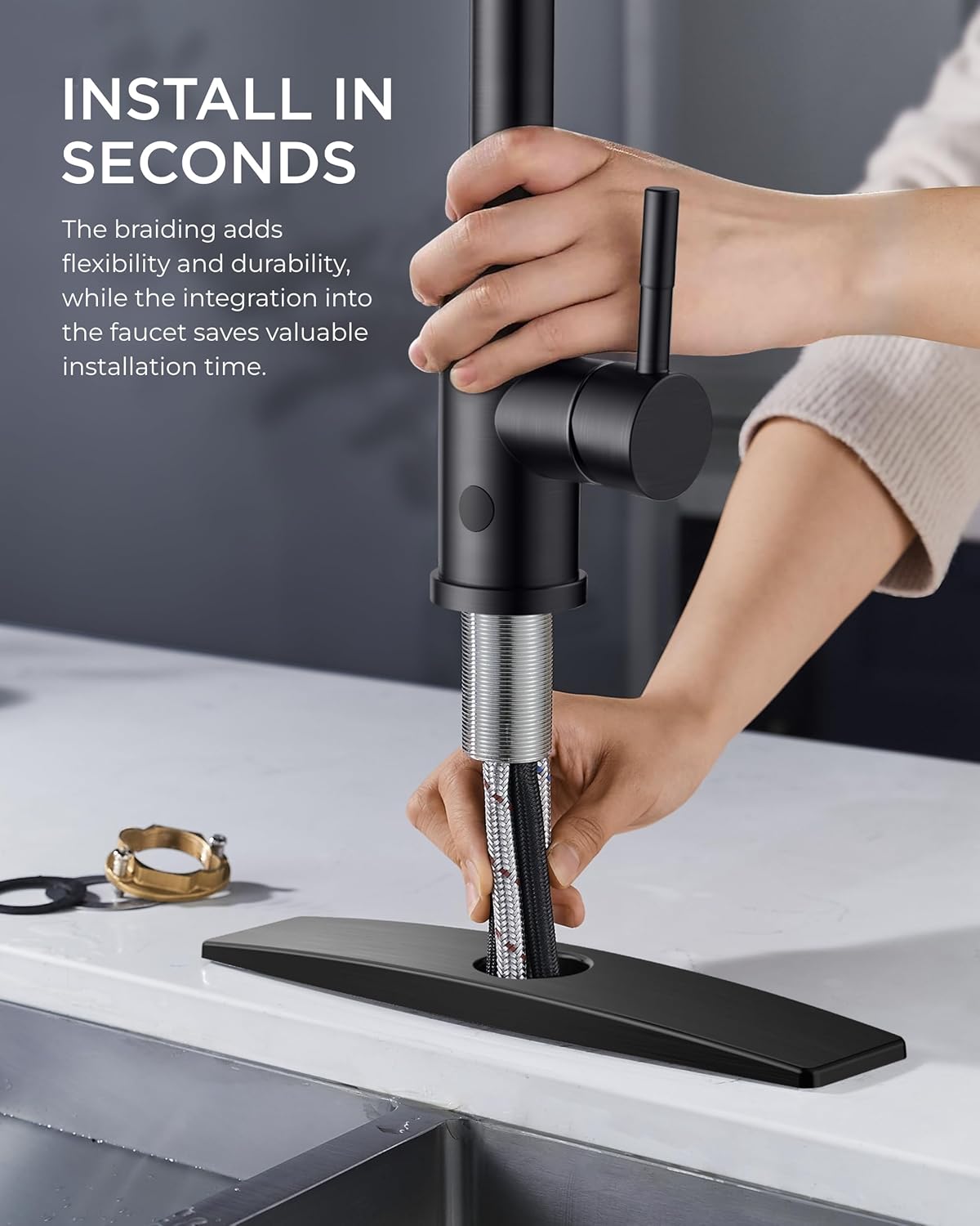 FORIOUS Touchless Kitchen Faucets, Brushed Nickel Kitchen Faucet with Pull Down Sprayer, Single Handle Smart Motion Sensor Kitchen Sink Faucet,Contemporary Hands-Free Sink Faucet for Farmhouse Laundry