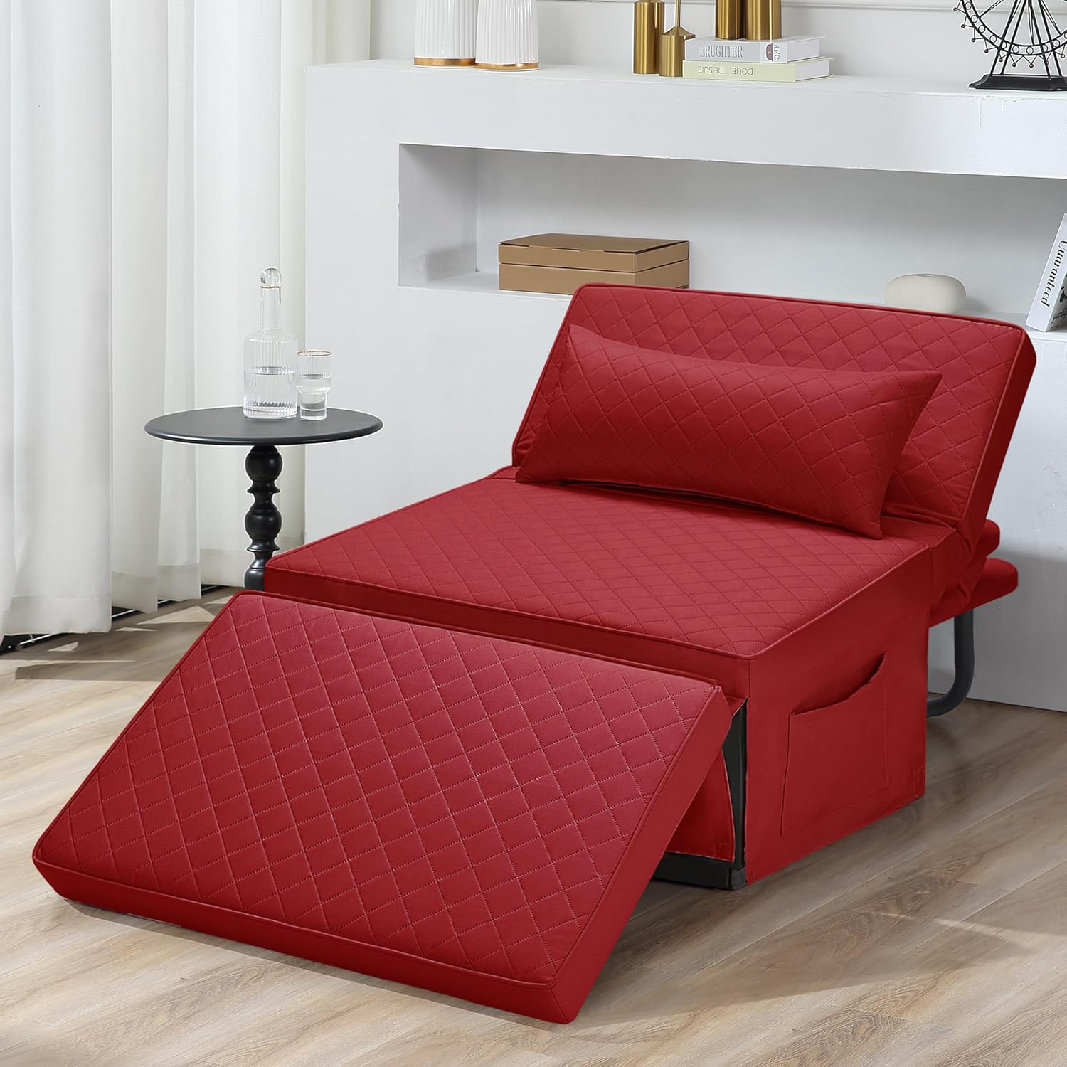 Sofa Bed, 4 in 1 Multi-Function Folding Ottoman Breathable Linen Couch Bed with Adjustable Backrest Modern Convertible Chair for Living Room Apartment Office