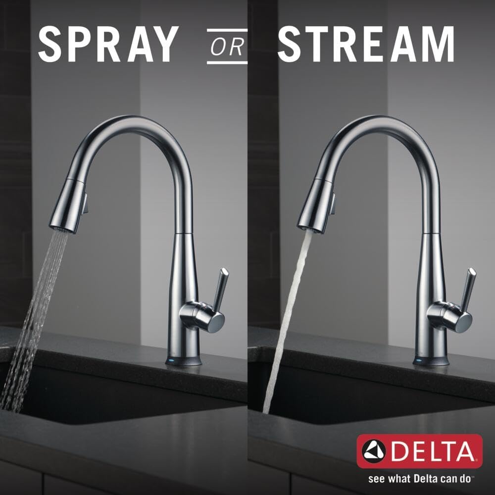 Delta Essa Touchless Kitchen Faucet with Touch Technology, Brushed Nickel Kitchen Sink Faucet with Pull Down Sprayer, Single Hole, Arctic Stainless 9113TL-AR-DST