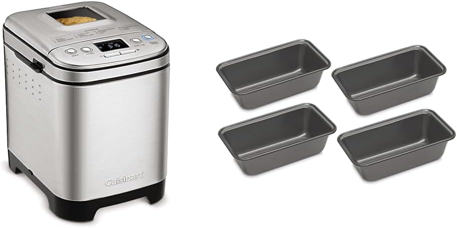 Cuisinart Convection Bread Maker Machine-16 Menu Options, 3 Loaf Sizes up to 2lbs, 3 Crust Colors-Includes Measuring Cup + Spoon & Kneading Hook, CBK-210, 12.25" x 8.85" x 13", Stainless Steel