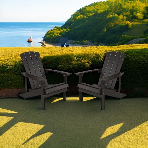 Flash Furniture Charlestown Commercial Grade Indoor/Outdoor Adirondack Chair, Weather Resistant Durable Poly Resin Deck and Patio Seating, Green