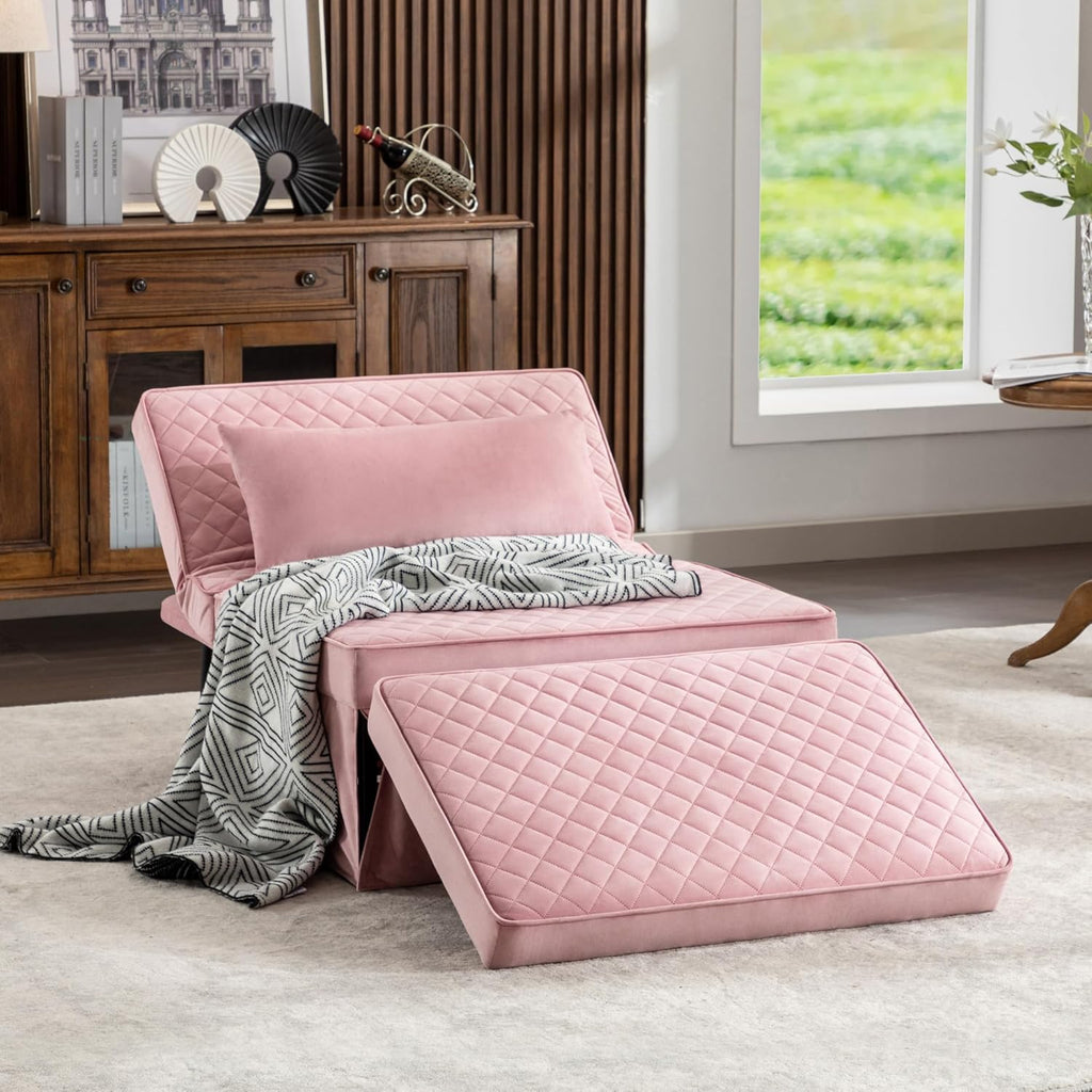 Sofa Bed, 4 in 1 Multi-Function Folding Ottoman Breathable Linen Couch Bed with Adjustable Backrest Modern Convertible Chair for Living Room Apartment Office