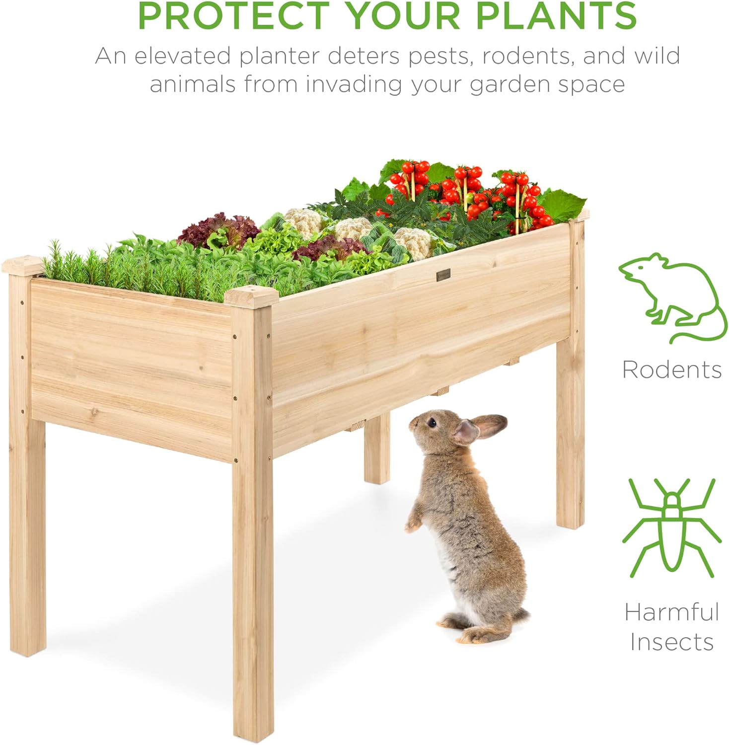 Best Choice Products 72x23x30in Raised Garden Bed, Elevated Wood Planter Box Stand for Backyard, Patio, Balcony w/Divider Panel, 6 Legs, 300lb Capacity - Natural