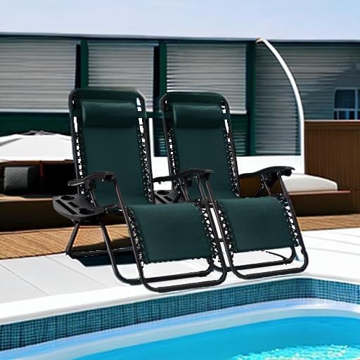 Best Choice Products Set of 2 Adjustable Steel Mesh Zero Gravity Lounge Chair Recliners w/Pillows and Cup Holder Trays - Beige