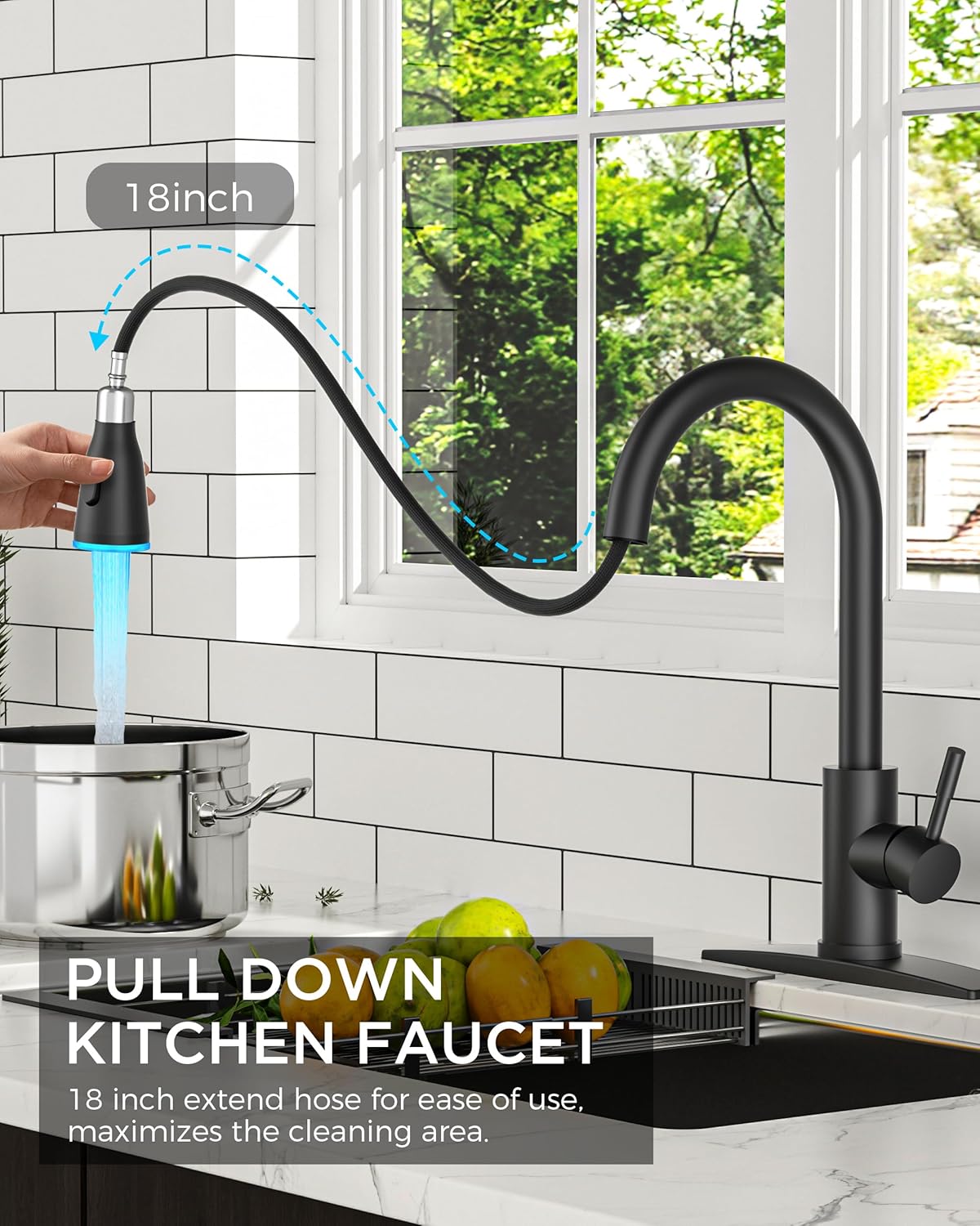 FORIOUS Touchless Kitchen Faucets, Brushed Nickel Kitchen Faucet with Pull Down Sprayer, Single Handle Smart Motion Sensor Kitchen Sink Faucet,Contemporary Hands-Free Sink Faucet for Farmhouse Laundry