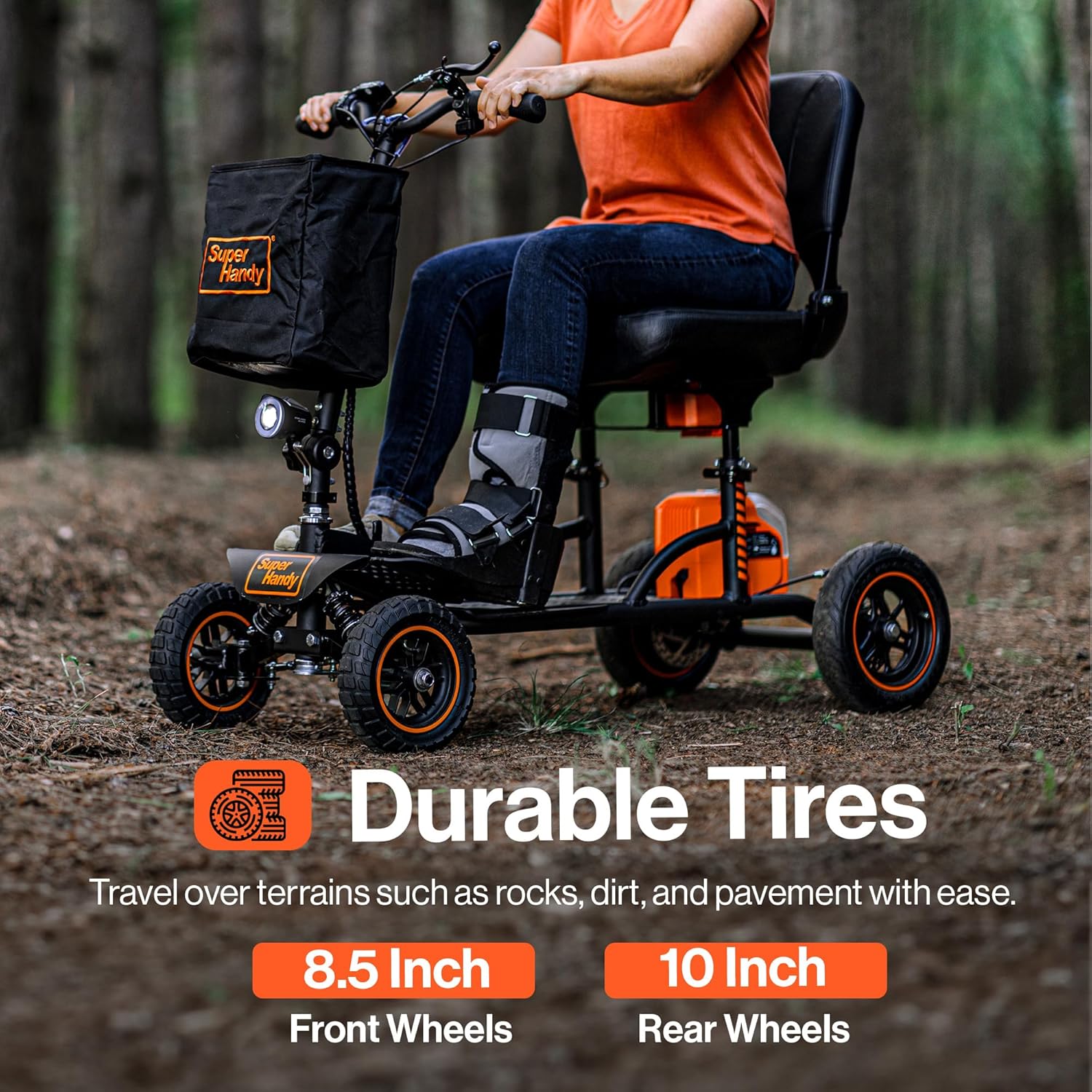 SuperHandy Explorer Mobility Scooter – 4-Wheel, 500W Brushless Motor, 48V Battery, 350 lbs Capacity, 5 mph, Lightweight Aluminum Frame, Patent Pending
