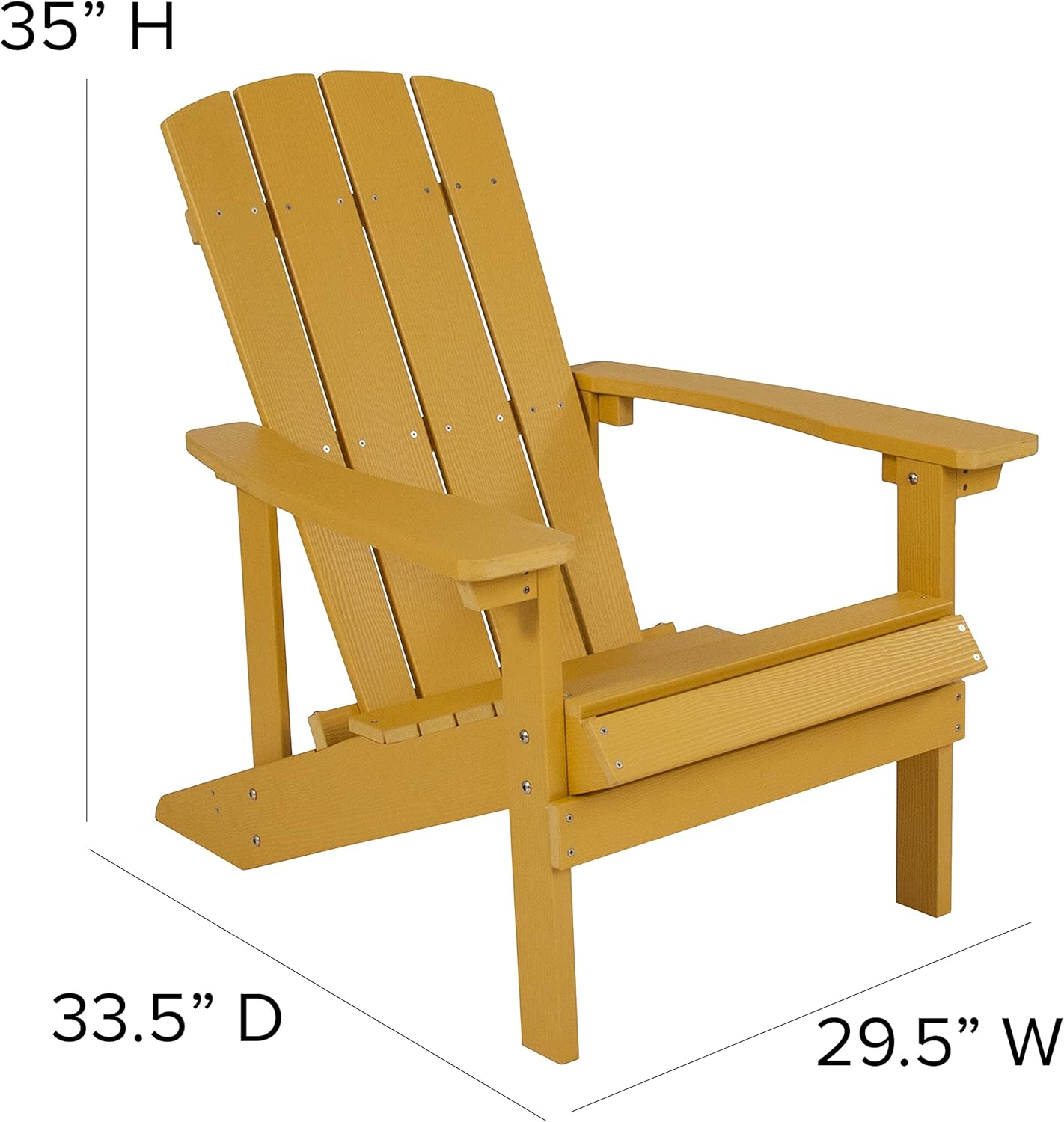 Flash Furniture Charlestown Commercial Grade Indoor/Outdoor Adirondack Chair, Weather Resistant Durable Poly Resin Deck and Patio Seating, Green