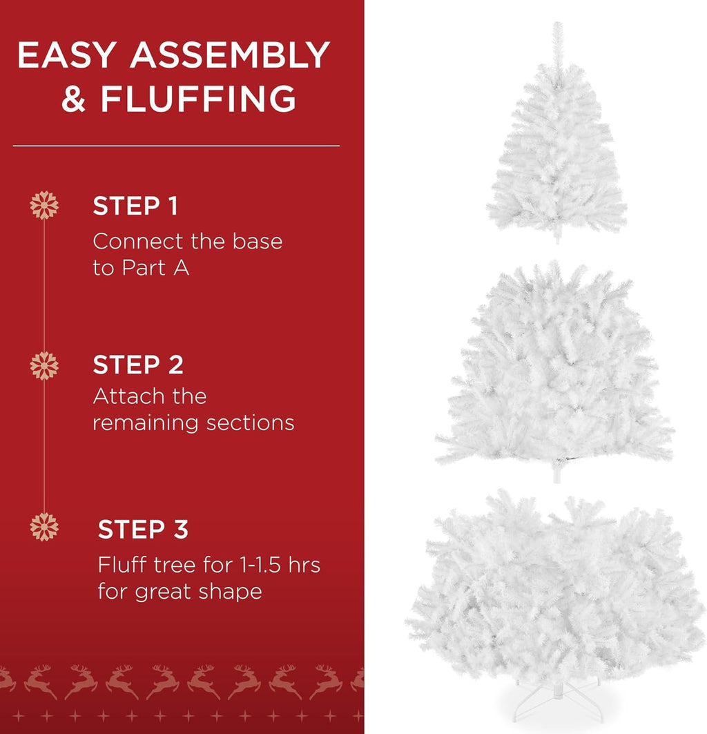 Best Choice Products Artificial Christmas Tree, 6ft Premium Pre-Lit Realistic Spruce Holiday Décor w/Dense Branches, Metal Base - Green Spruce