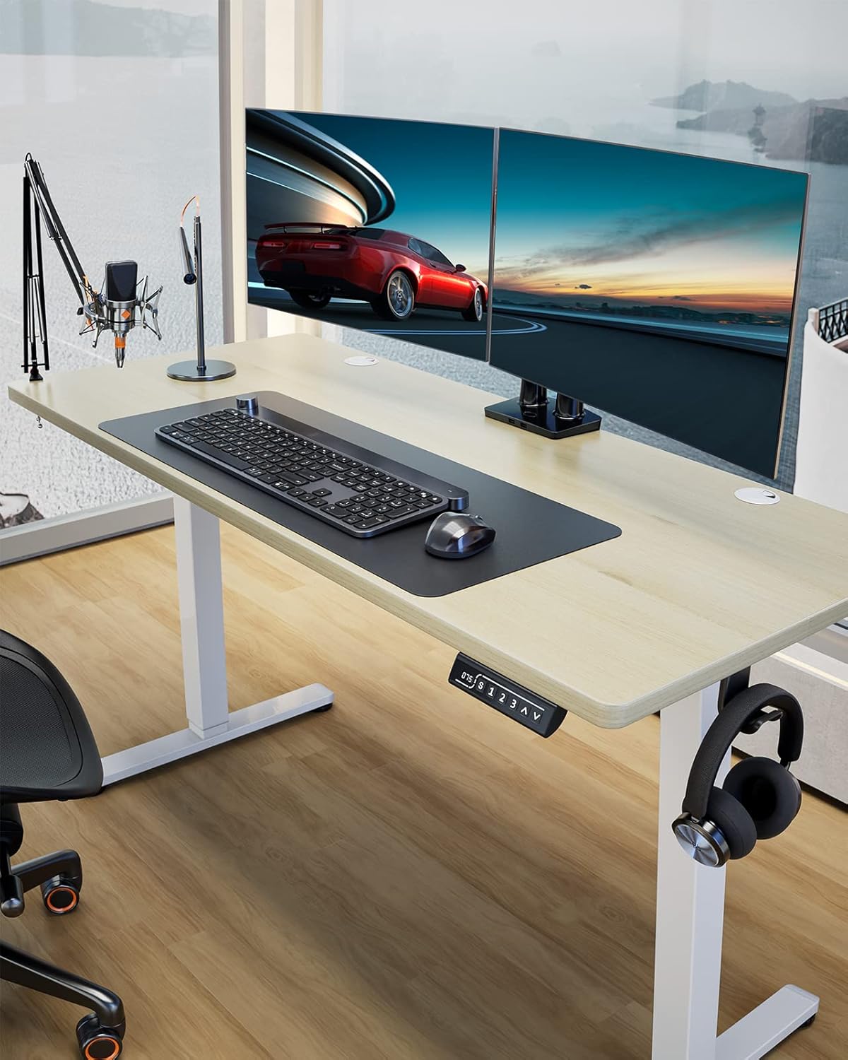 ErGear Height Adjustable Electric Standing Desk, 40 x 24 Inches Sit Stand up Desk, Memory Computer Home Office Desk (Light Vintage Brown)
