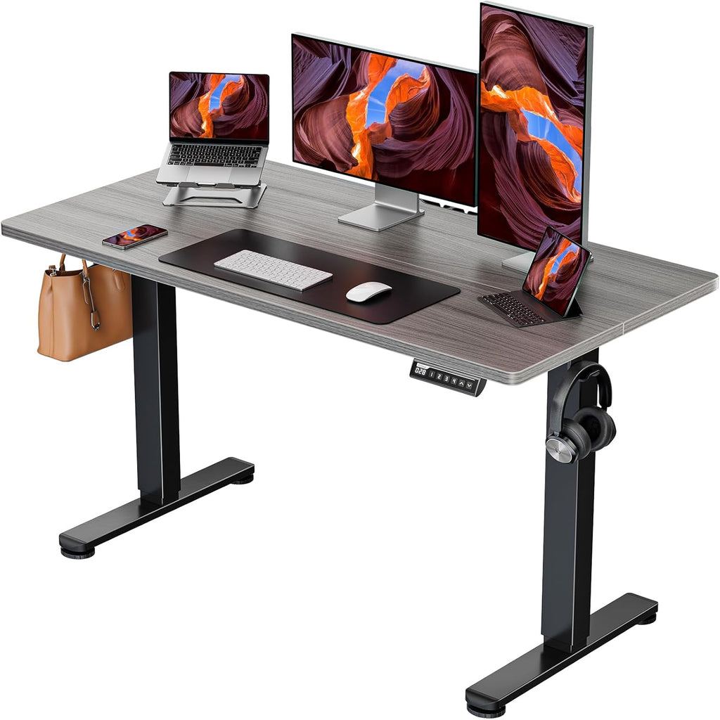 ErGear Height Adjustable Electric Standing Desk, 40 x 24 Inches Sit Stand up Desk, Memory Computer Home Office Desk (Light Vintage Brown)