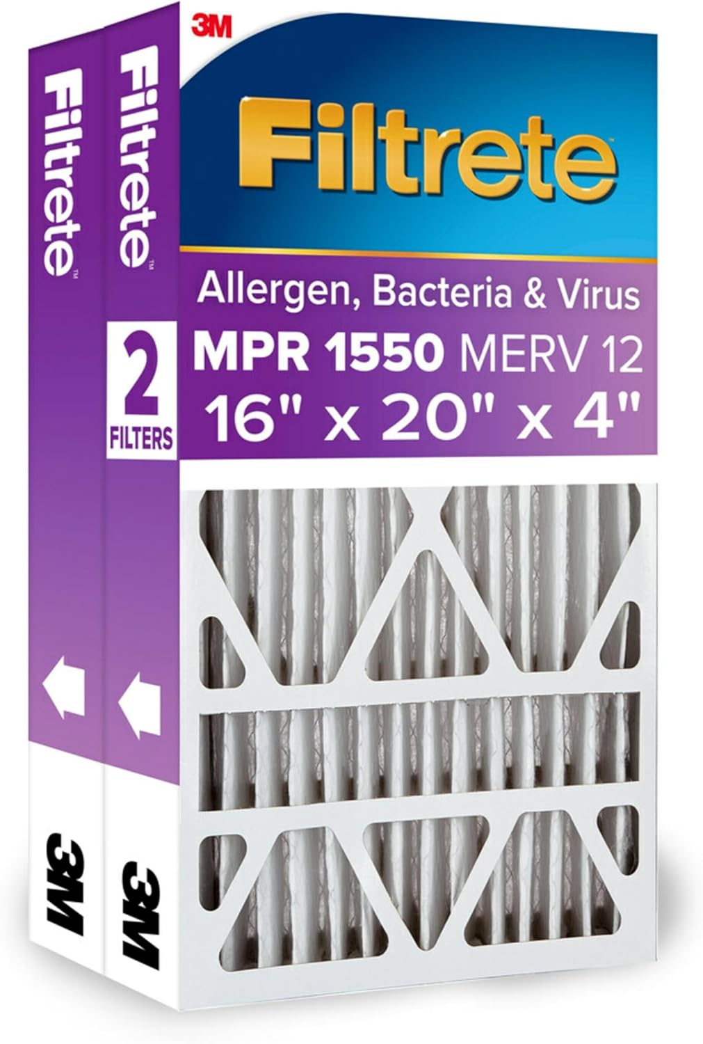 Filtrete High Performance Deep Pleat Filter 1550 MPR, 20 in x 20 in x 4 in - 4 Units per Case