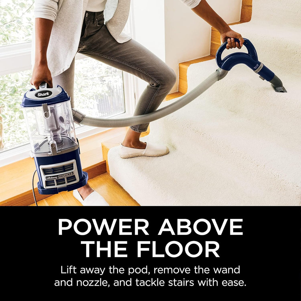 Shark Upright Vacuum, Navigator Lift-Away with Swivel Steering, HEPA Filter, XL Dust Cup, Pet Power, Dusting Brush, and Crevice Tool, Perfect for Pet Hair, White/Silver, NV356E