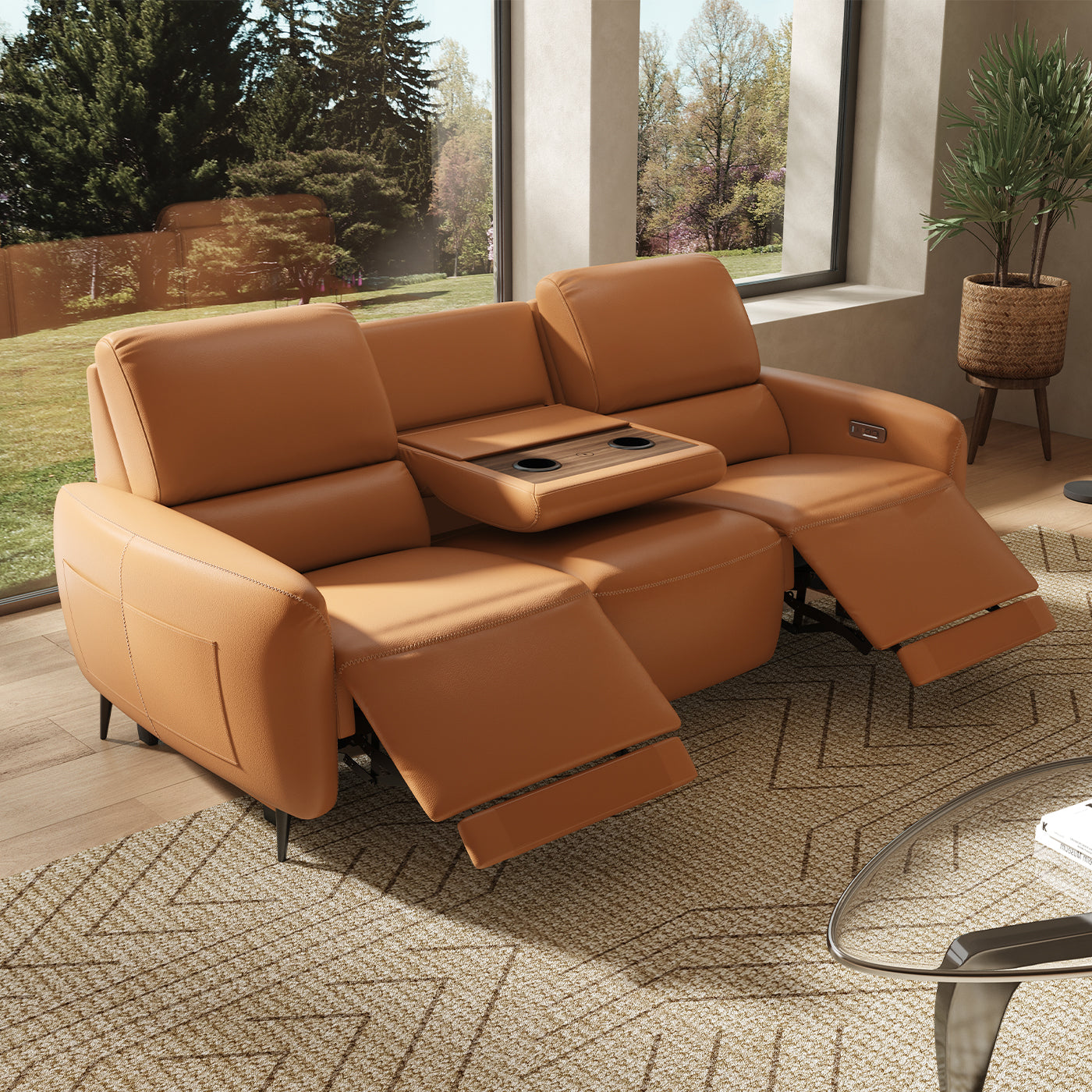 AeroStretch 3 Seater Power Zero Wall Recliner Sofa with Drop Down Table Tray