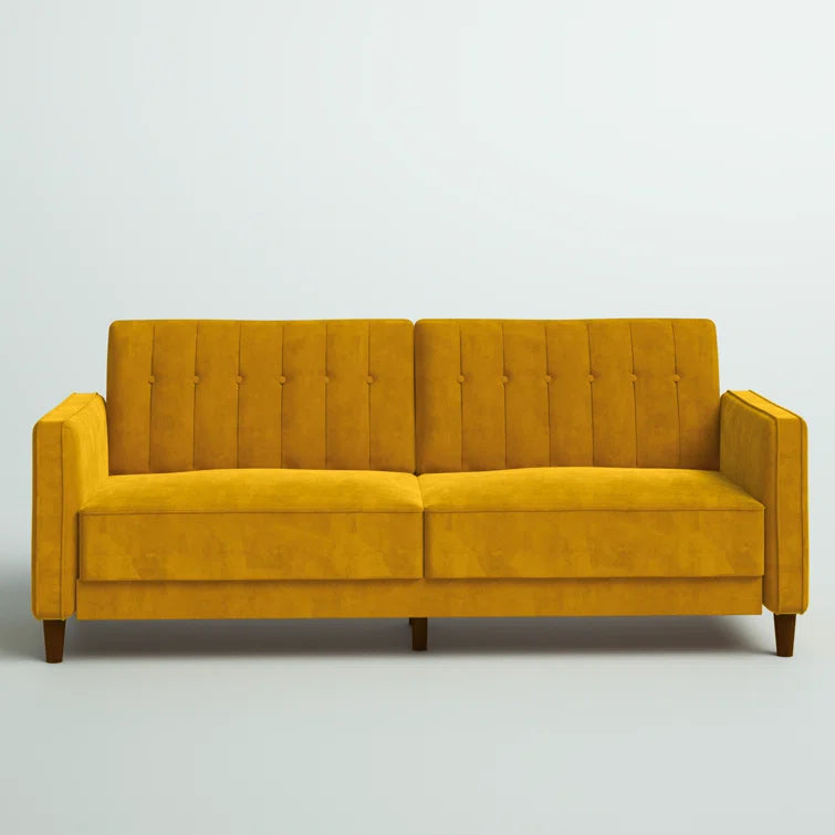 Perdue 81.5" Velvet Square Arm Convertible Sofa