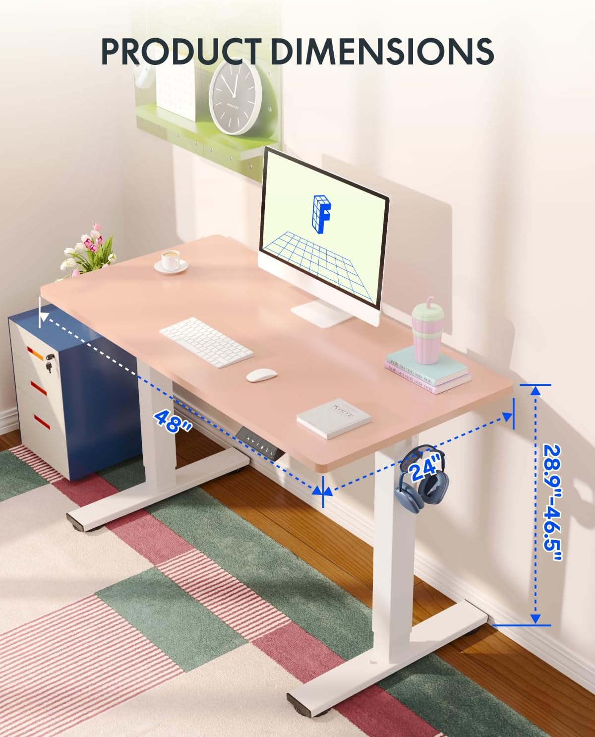 FLEXISPOT EN1 One-Piece Standing Desk 55 x 28 Inch Electric Adjustable Height Desk for Home Office and Computer Workstation (White Frame + 55" Maple Top, 2 Packages)