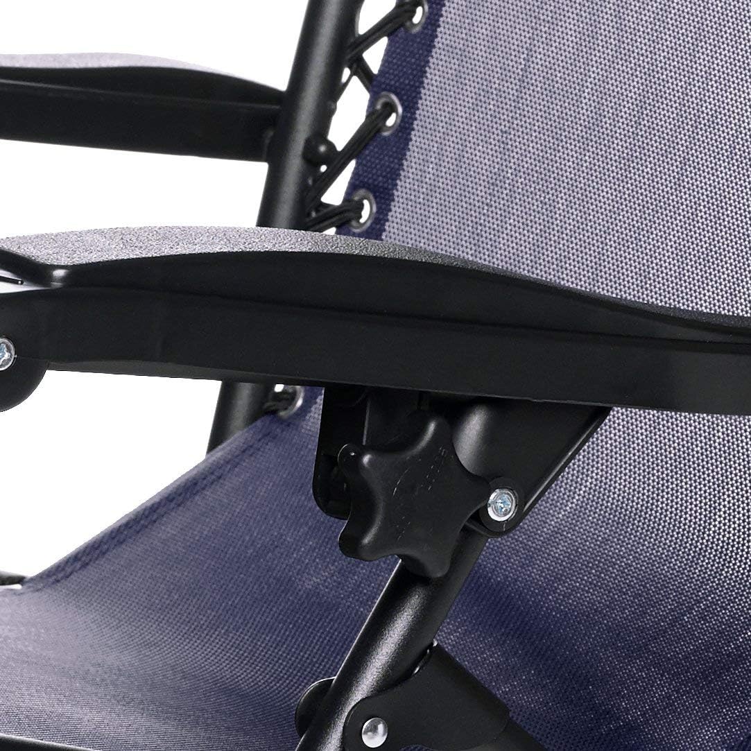 Basics Outdoor Textilene Adjustable Zero Gravity Folding Reclining Lounge Chair with Pillow, 26", Navy Blue