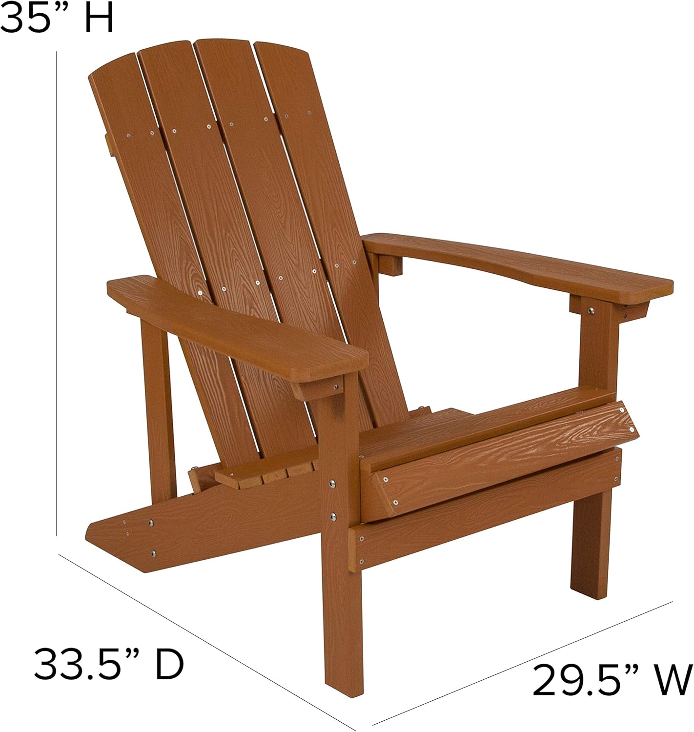 Flash Furniture Charlestown Commercial Grade Indoor/Outdoor Adirondack Chair, Weather Resistant Durable Poly Resin Deck and Patio Seating, Green