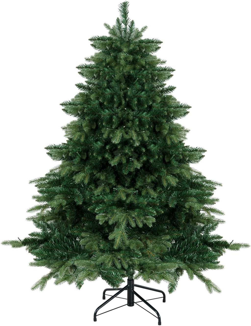 Naomi Home 6.5ft Rustic Christmas Tree with Lights, Realistic Classic Prelit with 2595 Branch Tips, 600 Warm Lights and Metal Stand, Aritificial Tree