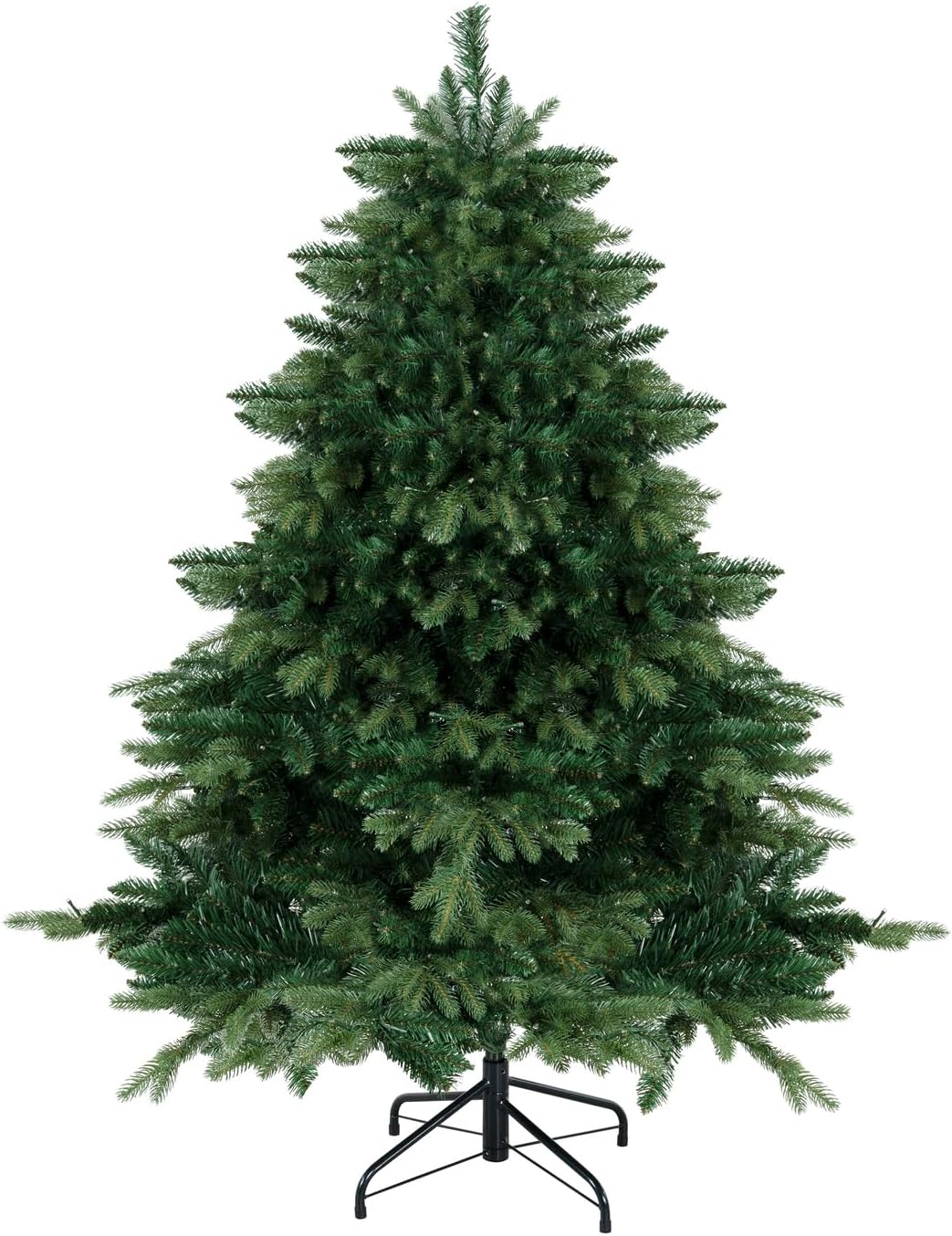 Naomi Home 6.5ft Rustic Christmas Tree with Lights, Realistic Classic Prelit with 2595 Branch Tips, 600 Warm Lights and Metal Stand, Aritificial Tree