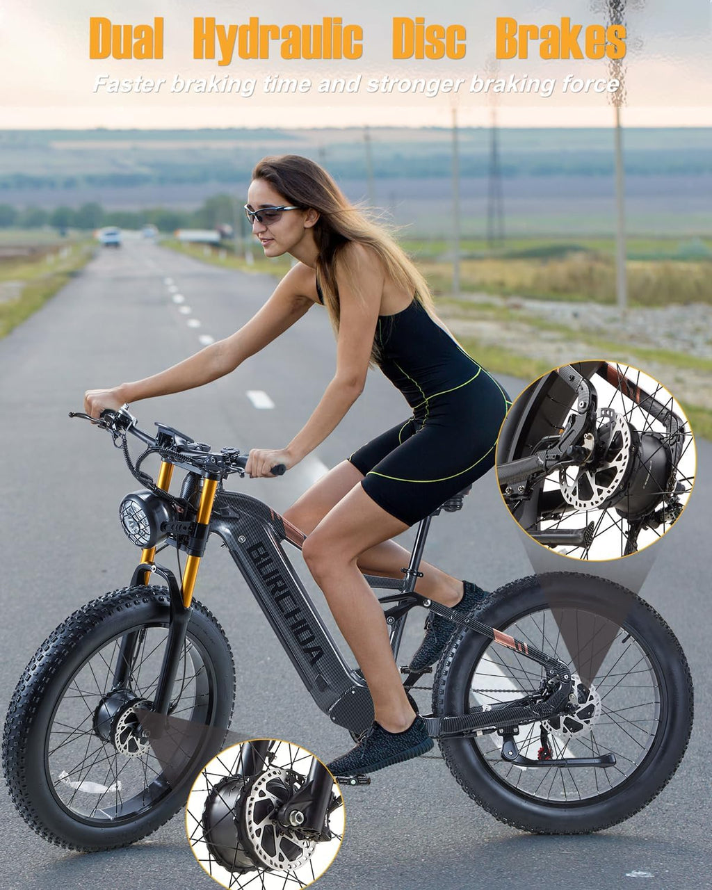 Dual Motor 2000W/1000W Electric Bike for Adult 48V 30AH/20Ah Removable Battery Up to &120 Miles Long Range 26"Fat Tire Off Road Mountain Full Suspension Electric Bicycle,Adjustable Stem,UL Certified