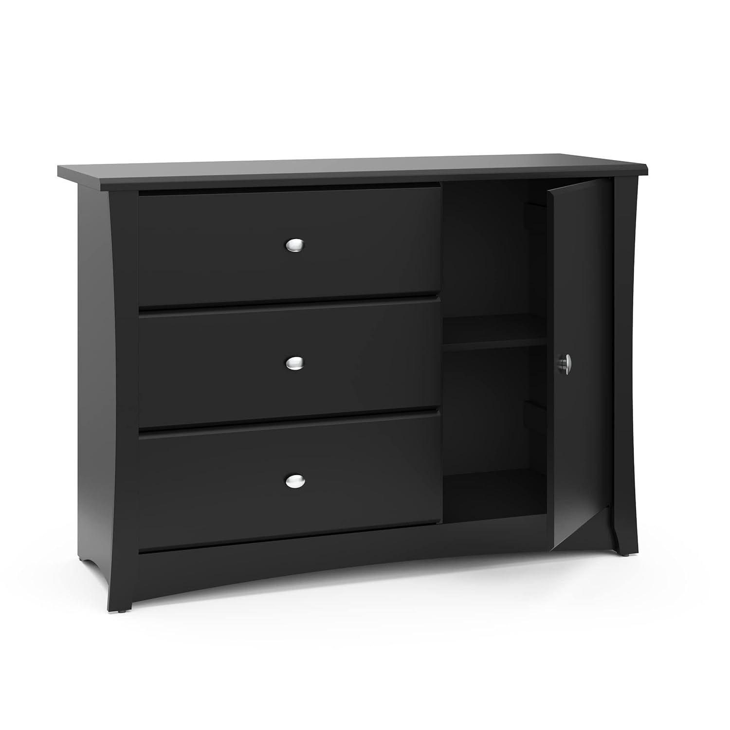 Storkcraft Crescent 6 Drawer Double Dresser (Pebble Gray) – GREENGUARD Gold Certified, For Nursery, Dresser, Kids Nursery Organizer, Chest of Drawers