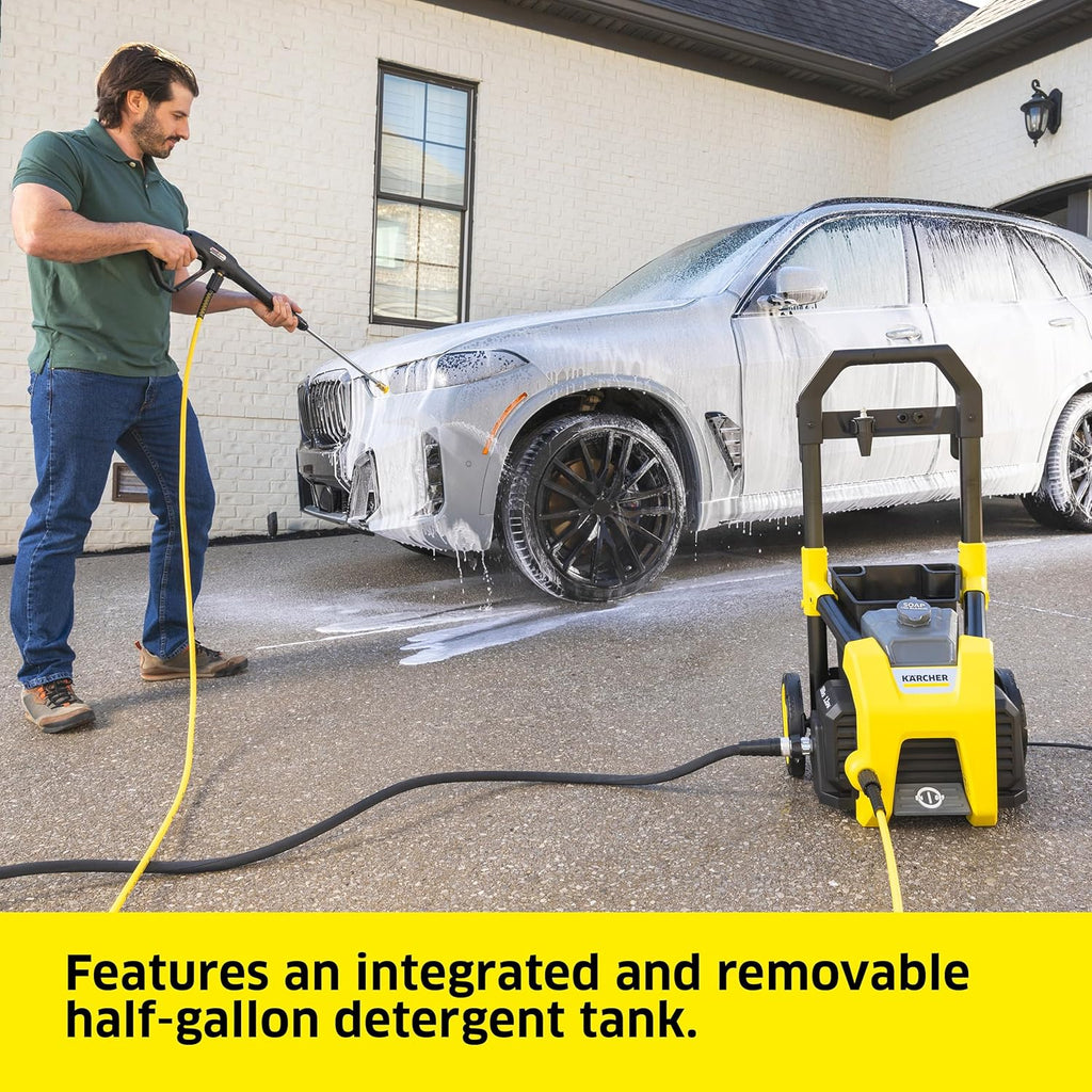 Electric Karcher Pressure Washer K1700, Max 2125 PSI, 3 Spray Nozzles, Detergent Tank, For Cars, Driveways, Siding, Patios, 1.46 max. GPM