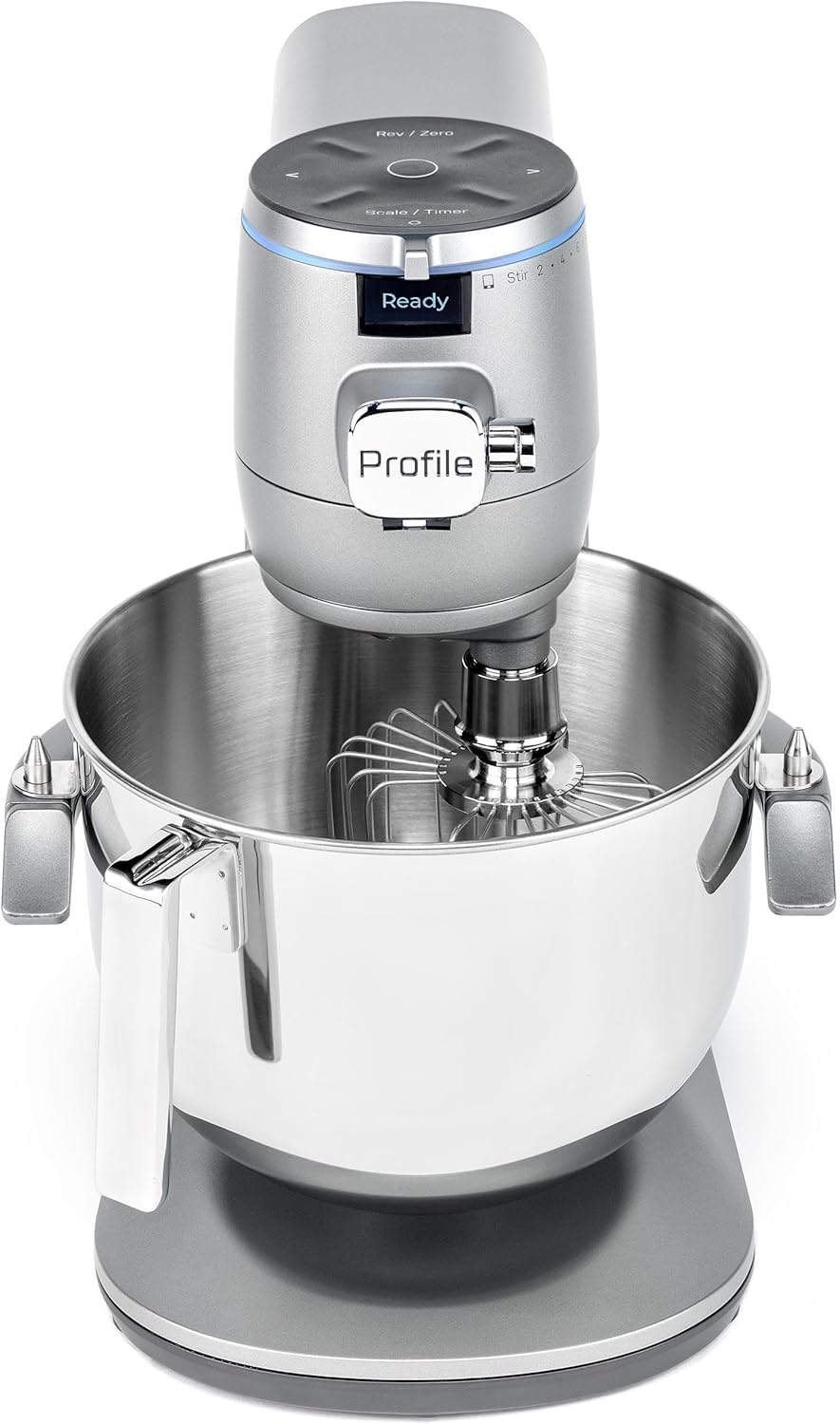 GE Profile Smart Stand Mixer w/Built-In Smart Scale & Auto Sense Technology, 7qt Stainless Steel Bowl, 11 Speed l Dough Hook, Beater, 11-wire whip l works w/Amazon Alexa & Google Home l Stone White