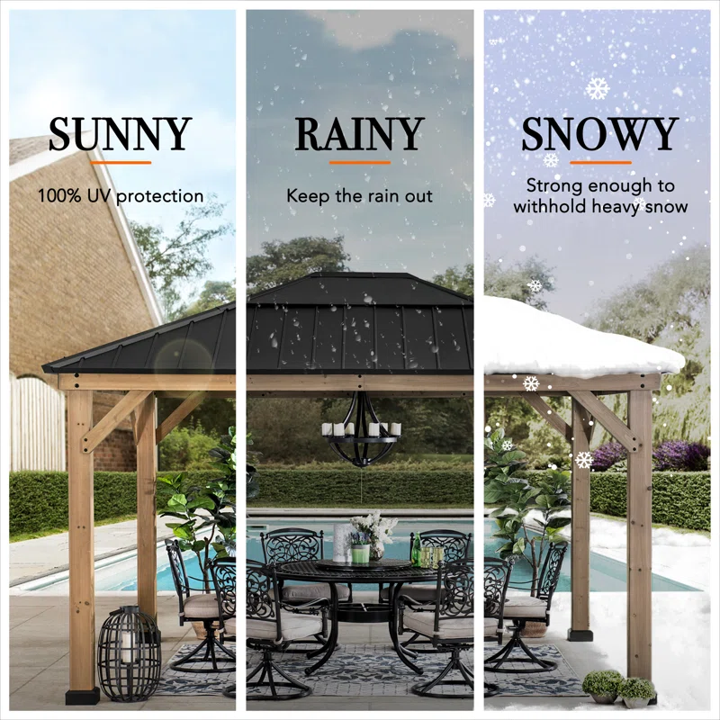 Sunjoy Solid Wood Patio Gazebo