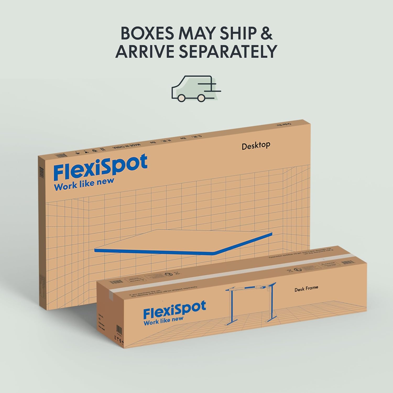 FLEXISPOT EN1 One-Piece Standing Desk 55 x 28 Inch Electric Adjustable Height Desk for Home Office and Computer Workstation (White Frame + 55" Maple Top, 2 Packages)