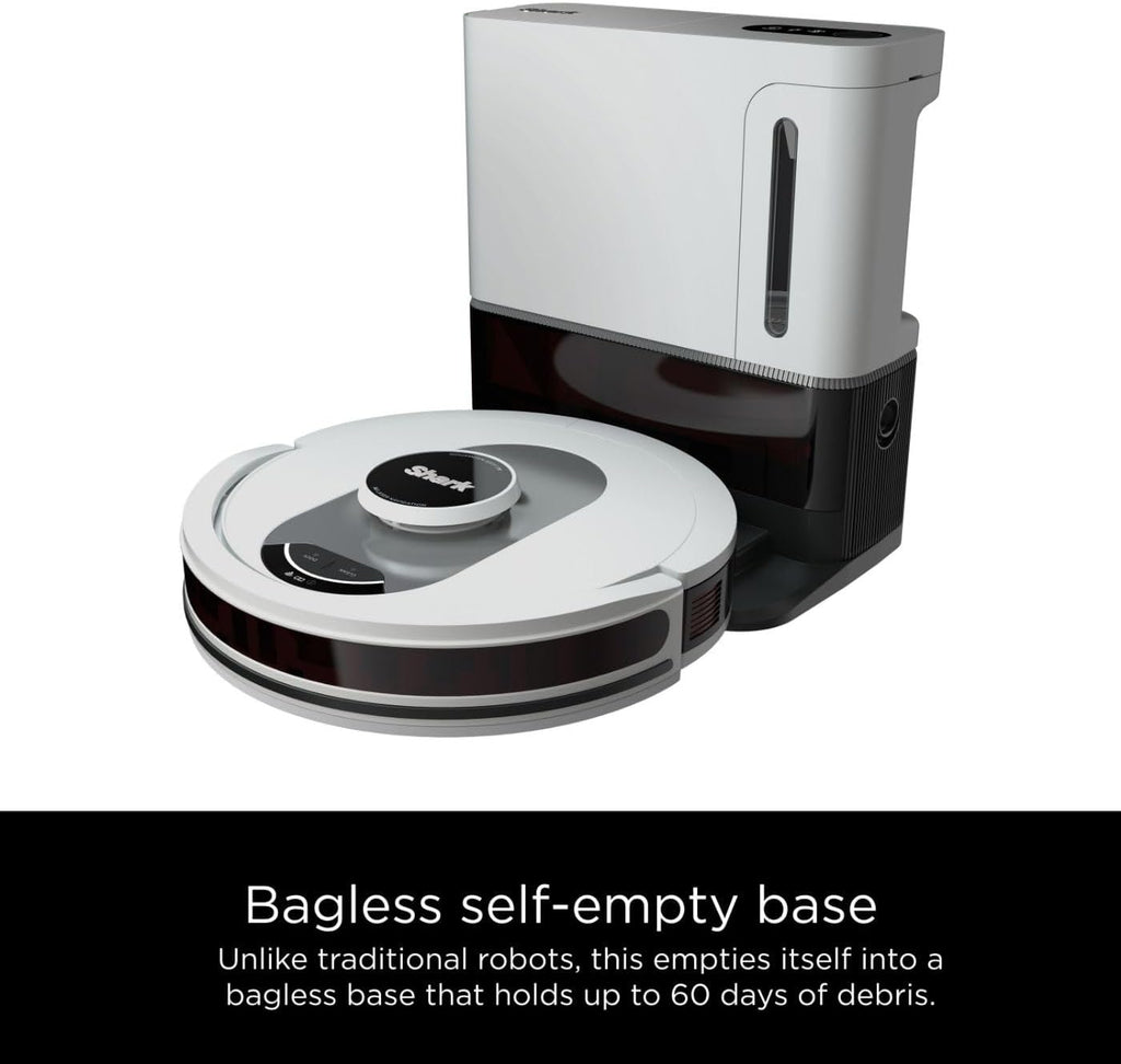Shark RV1001AE IQ Robot Self-Empty XL, Robot Vacuum with IQ Navigation, Home Mapping, Self-Cleaning Brushroll, Wi-Fi Connected, Works with Alexa, Black