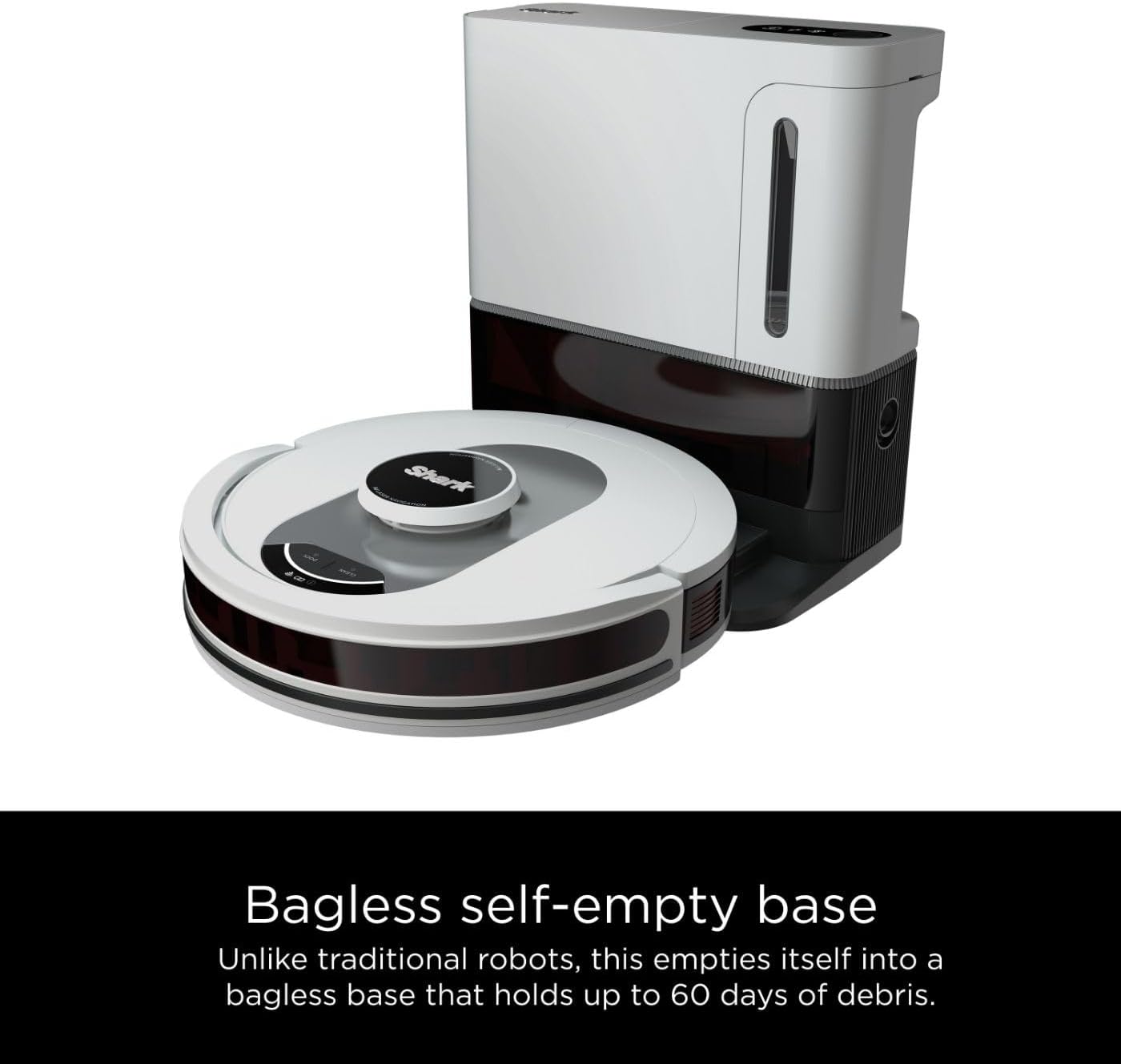 Shark RV1001AE IQ Robot Self-Empty XL, Robot Vacuum with IQ Navigation, Home Mapping, Self-Cleaning Brushroll, Wi-Fi Connected, Works with Alexa, Black