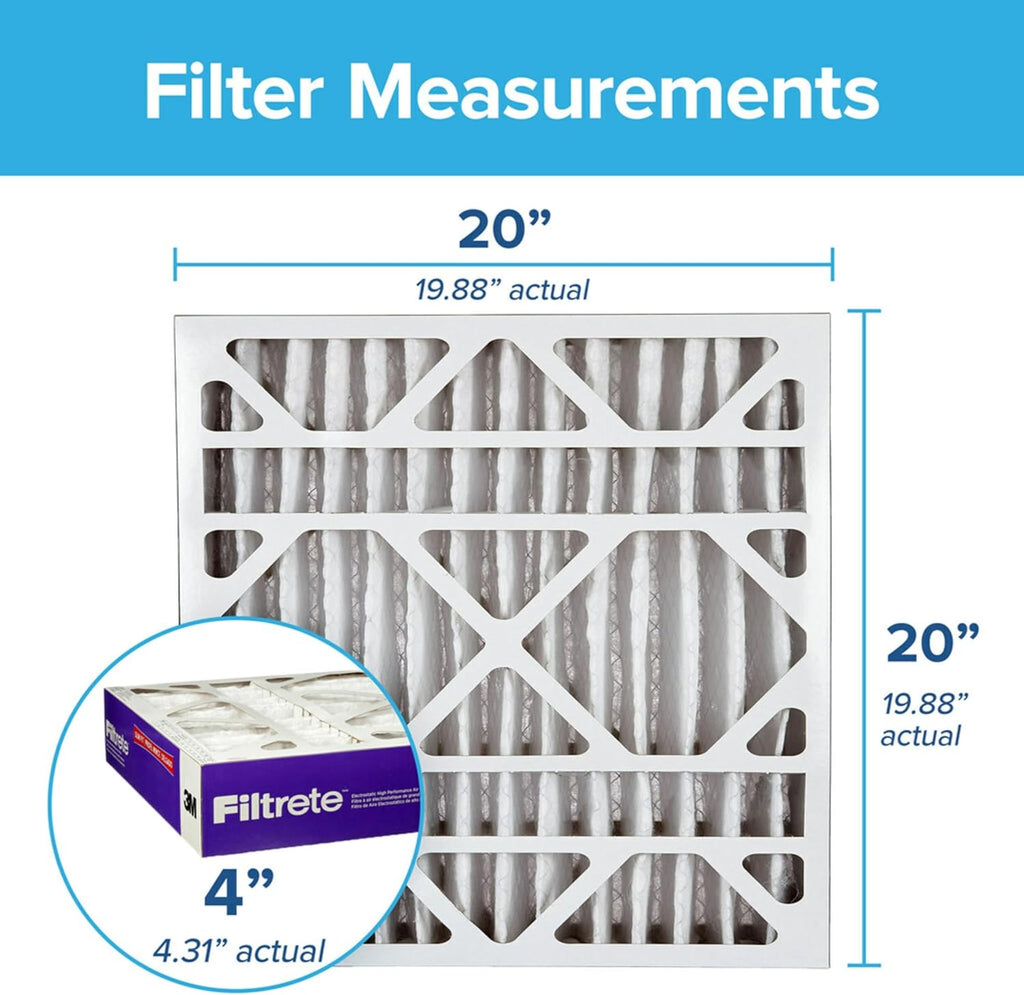 Filtrete 20x25x4 AC Furnace Air Filter, MPR 1550, MERV 12, Fits Lennox & Honeywell, Allergen, Bacteria & Virus, , Electrostatic Air Cleaning Filter, 4-Pack (actual size 19.88 x 24.63 x 4.31)