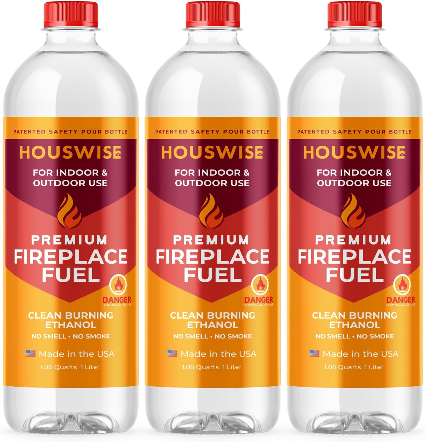 Bio Ethanol Fireplace Fuel 12 x 1 Liter - Bioethanol Fuel Tabletop Fire Pit, Bio Ethanol Fuel for Table Top Fire Pit & Ethanol Fireplaces - Made in USA