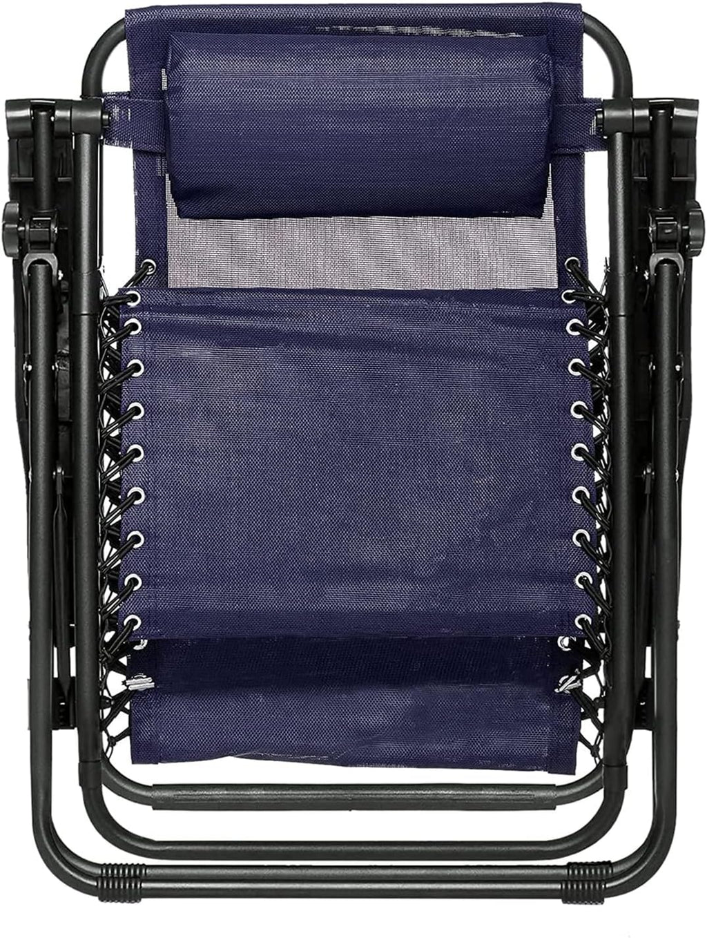 Basics Outdoor Textilene Adjustable Zero Gravity Folding Reclining Lounge Chair with Pillow, 26", Navy Blue