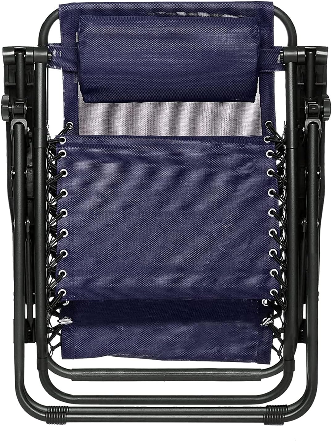 Basics Outdoor Textilene Adjustable Zero Gravity Folding Reclining Lounge Chair with Pillow, 26", Navy Blue