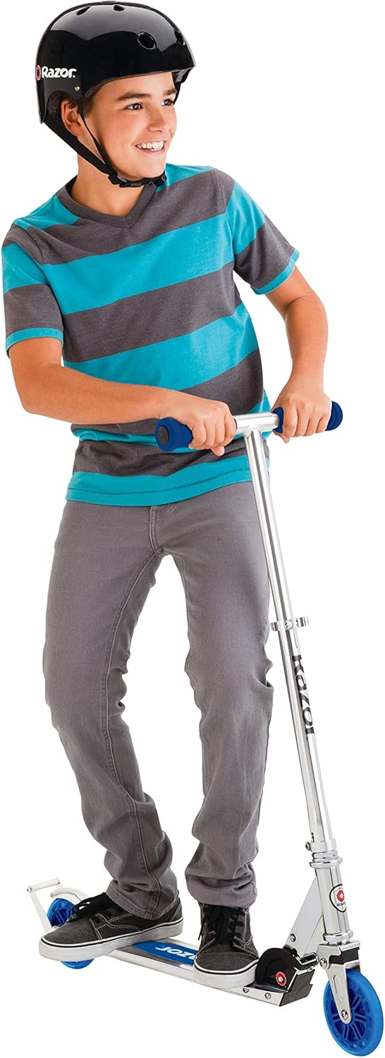 Razor A5 Lux Kick Scooter for Kids Ages 8+ - 8" Urethane Wheels, Anodized Finish Featuring Bold Colors and Graphics, for Riders up to 220 lbs