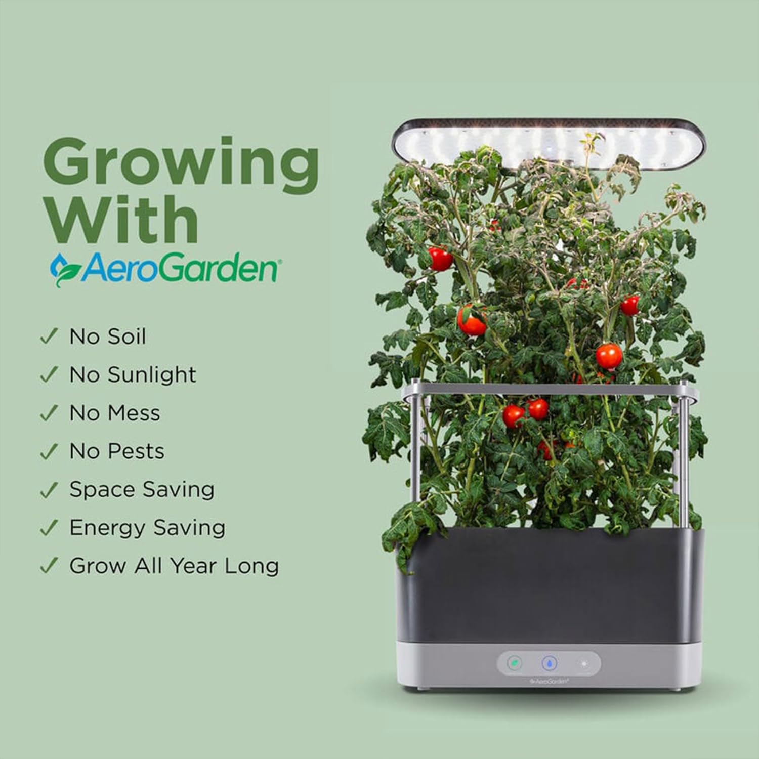 AeroGarden Harvest with Gourmet Herb Seed Pod Kit - Hydroponic Indoor Garden, Black