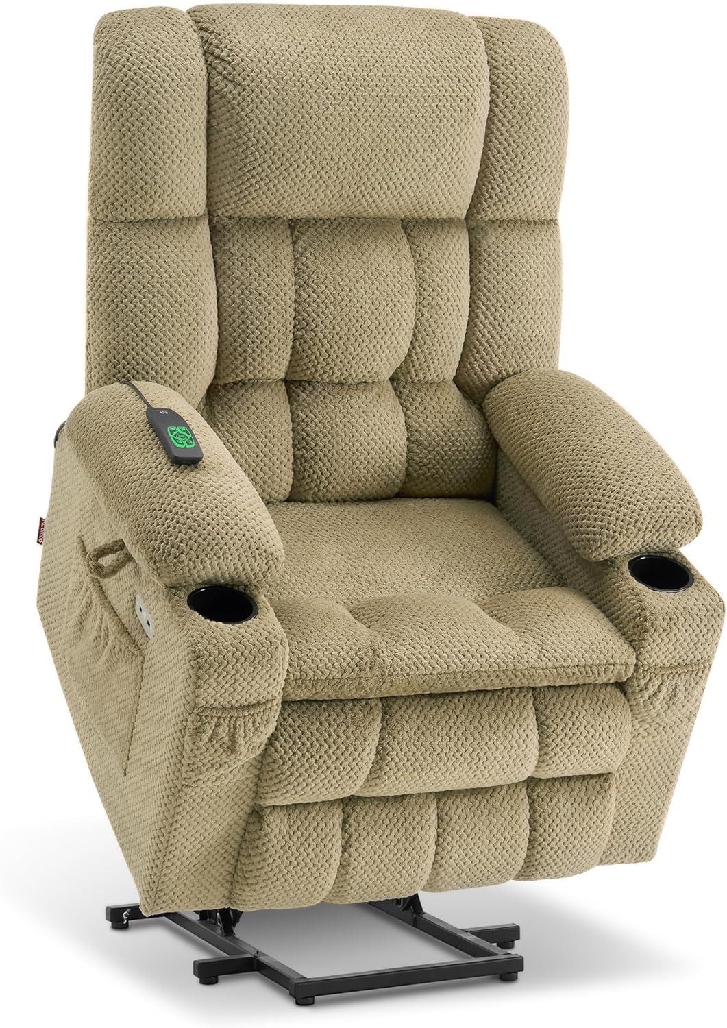 MCombo Dual Motor Power Lift Recliner Chair with Massage and Heat for Elderly People, Infinite Position, USB Ports, Cup Holders, Fabric 7890 (Medium, Yale Blue)